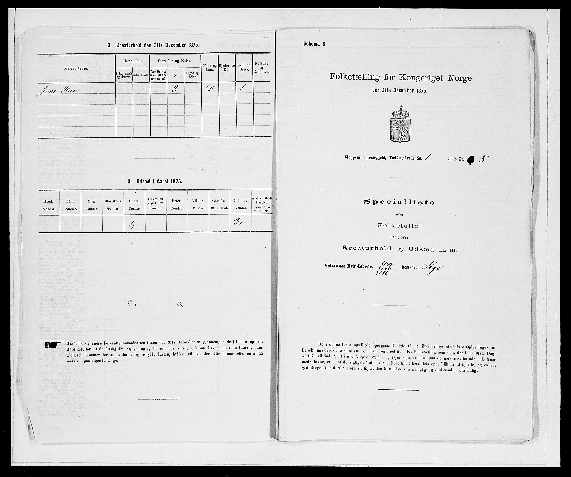 SAB, 1875 Census for 1445P Gloppen, 1875, p. 41