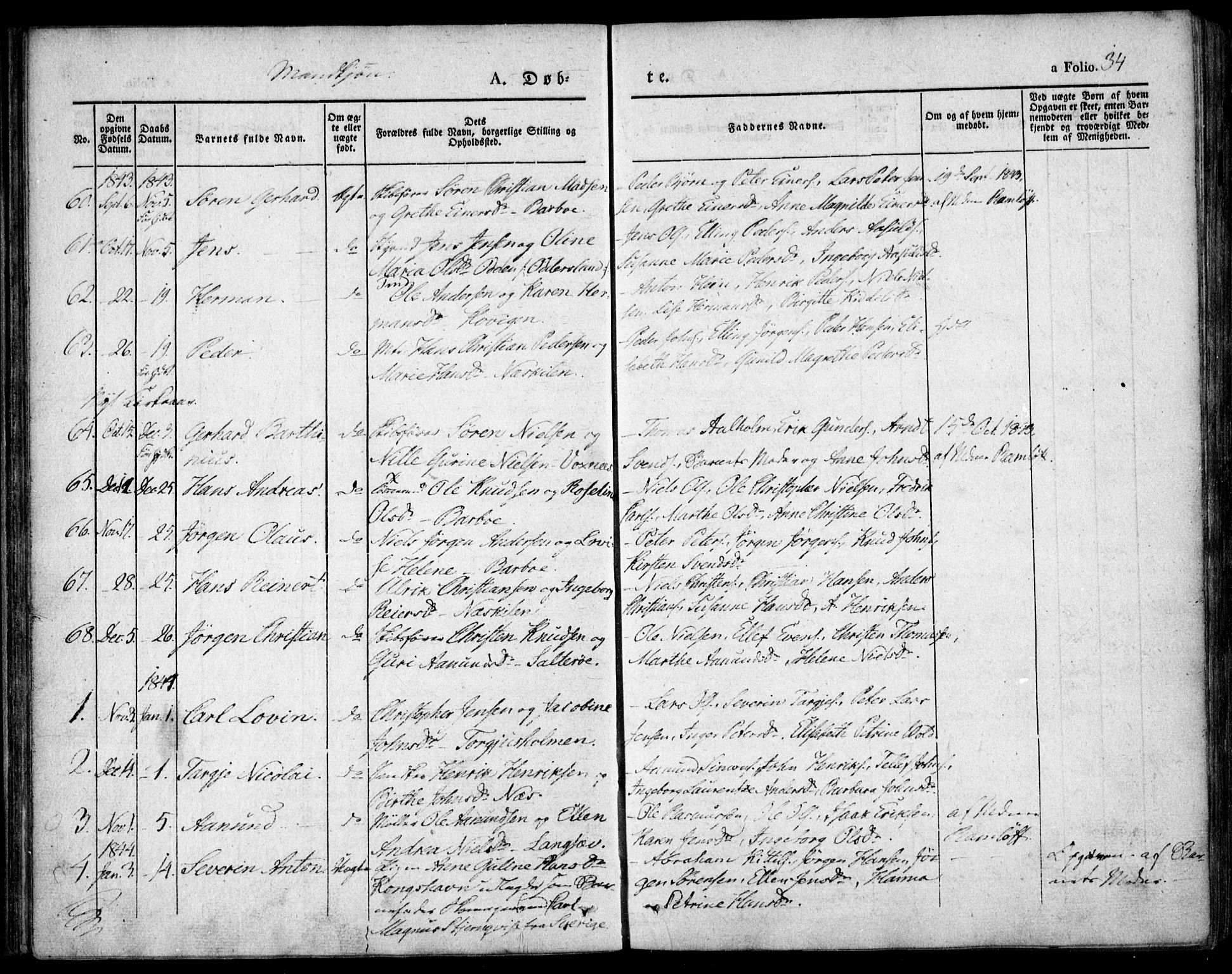 Tromøy sokneprestkontor, SAK/1111-0041/F/Fa/L0004: Parish register (official) no. A 4, 1837-1846, p. 34