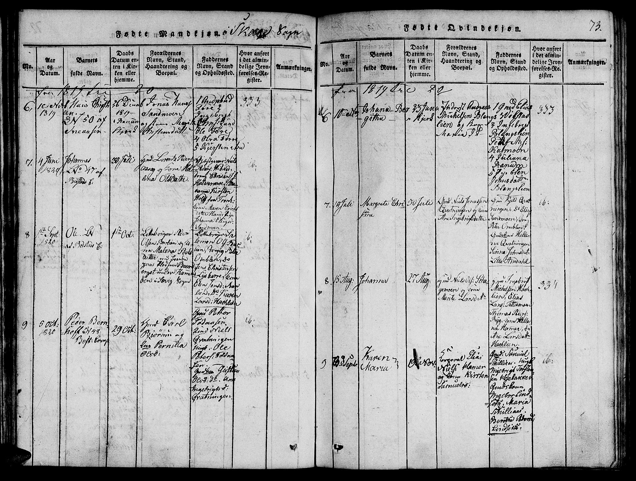 Ministerialprotokoller, klokkerbøker og fødselsregistre - Nord-Trøndelag, AV/SAT-A-1458/764/L0546: Parish register (official) no. 764A06 /4, 1817-1823, p. 73