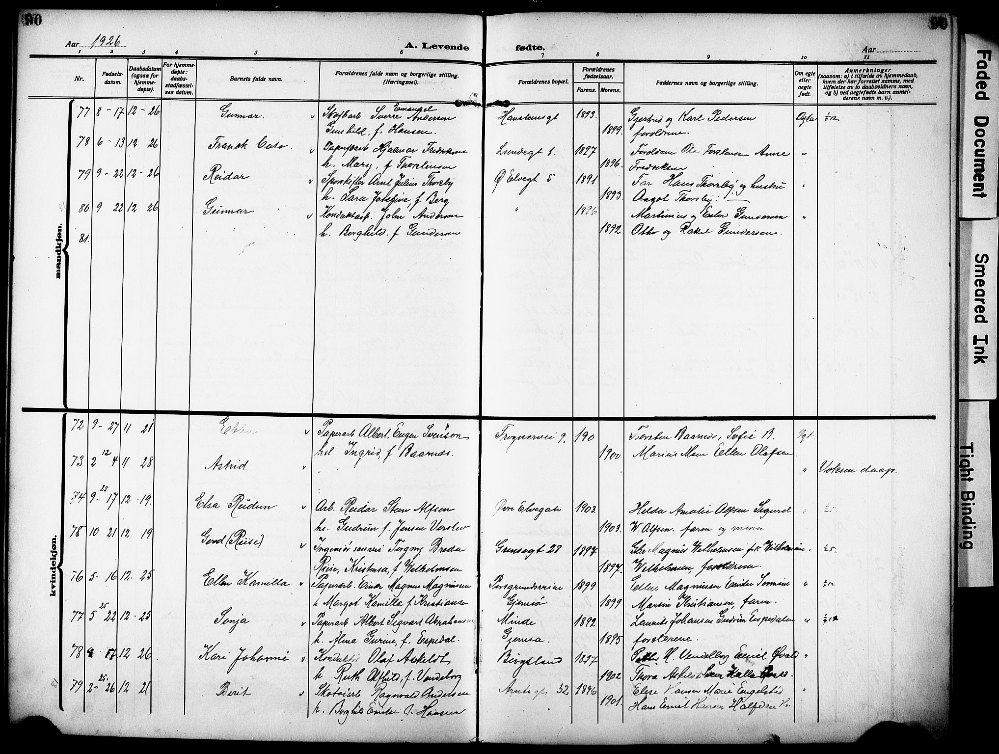 Skien kirkebøker, SAKO/A-302/G/Ga/L0010: Parish register (copy) no. 10, 1920-1931, p. 90