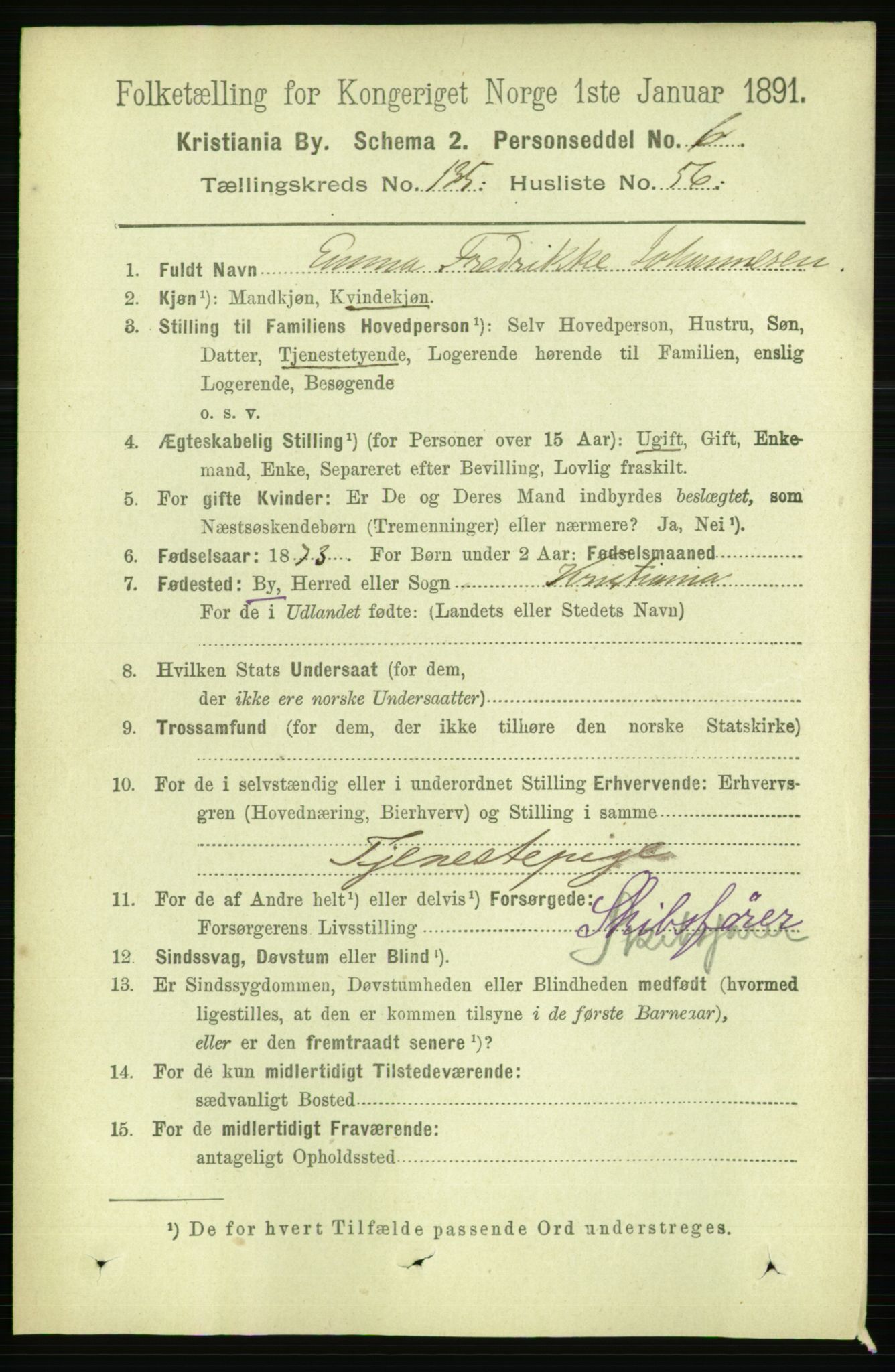 RA, 1891 census for 0301 Kristiania, 1891, p. 75171