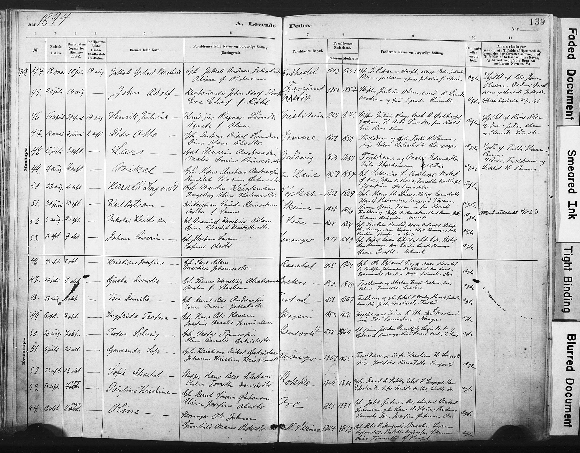 Lista sokneprestkontor, AV/SAK-1111-0027/F/Fa/L0012: Parish register (official) no. A 12, 1879-1903, p. 139