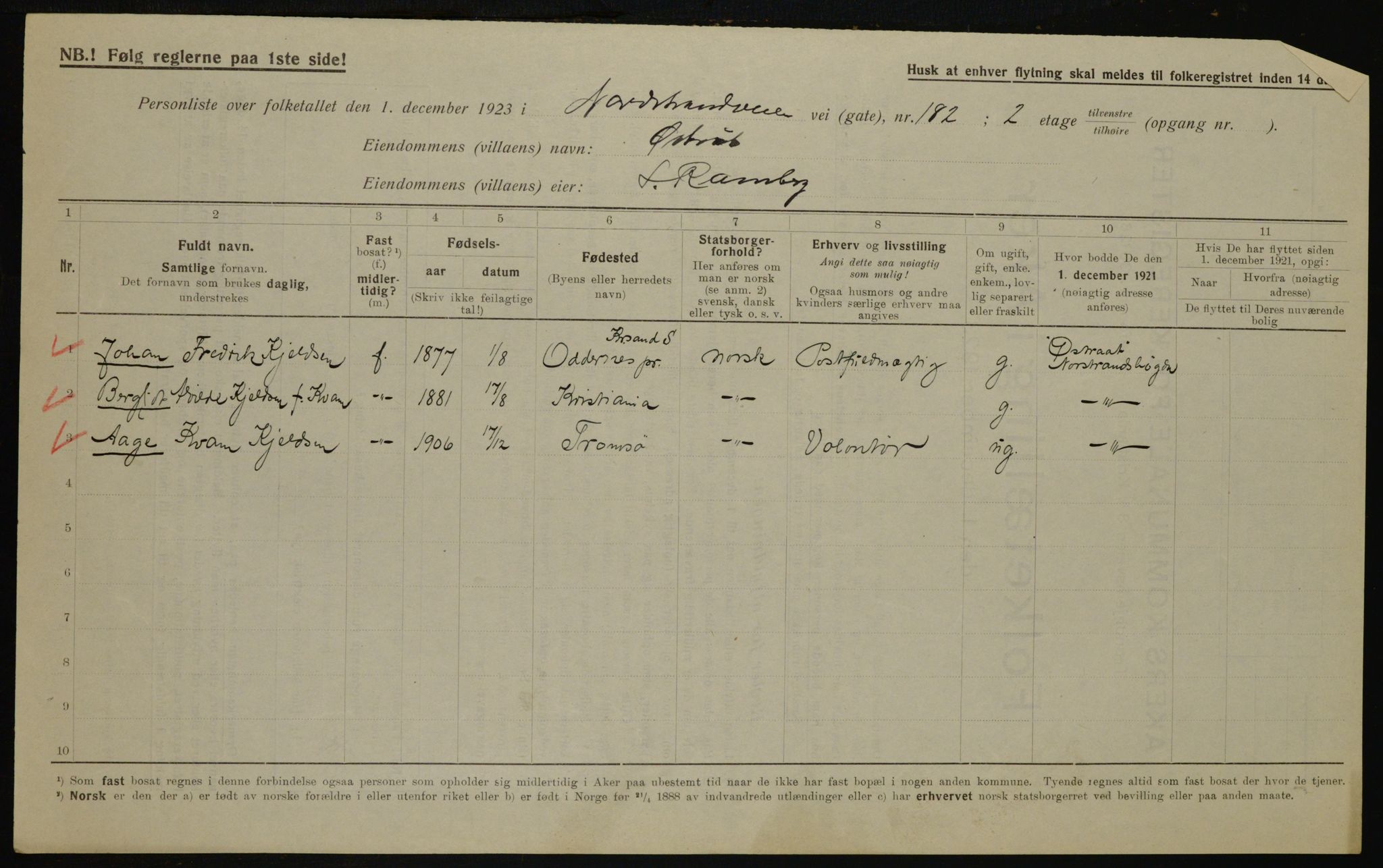 , Municipal Census 1923 for Aker, 1923, p. 43056