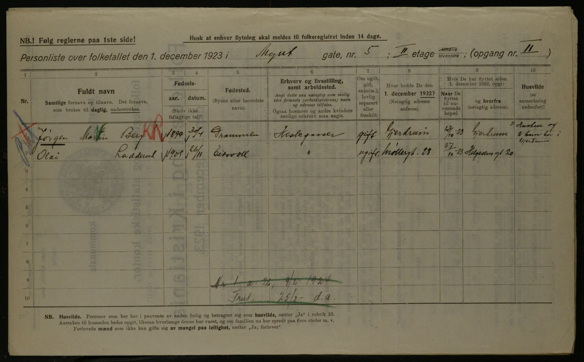 OBA, Municipal Census 1923 for Kristiania, 1923, p. 75370