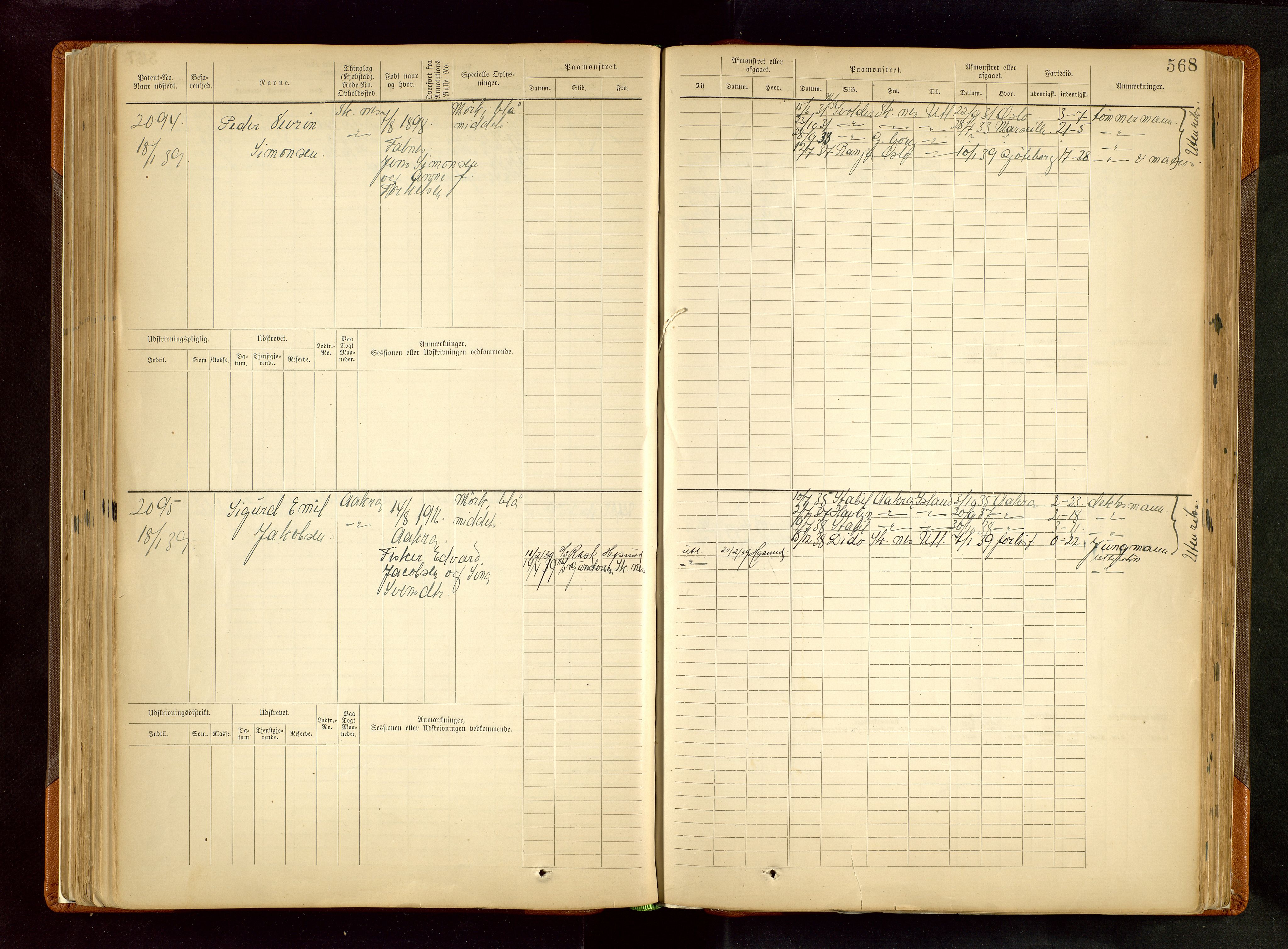 Haugesund sjømannskontor, AV/SAST-A-102007/F/Fb/Fbb/L0002: Sjøfartsrulle Skudenes kretsnr. 959-2439, 1860-1948, p. 568