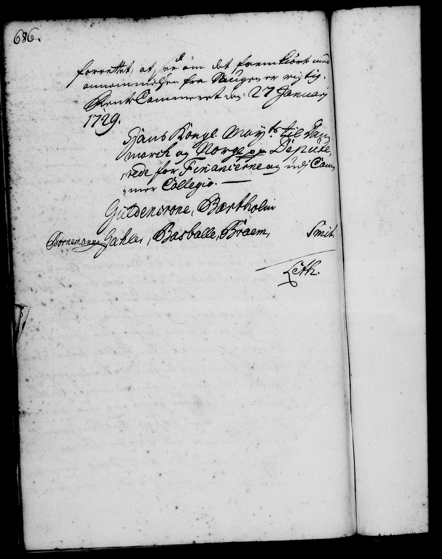 Rentekammeret, Kammerkanselliet, RA/EA-3111/G/Gg/Ggi/L0001: Norsk instruksjonsprotokoll med register (merket RK 53.34), 1720-1729, p. 686