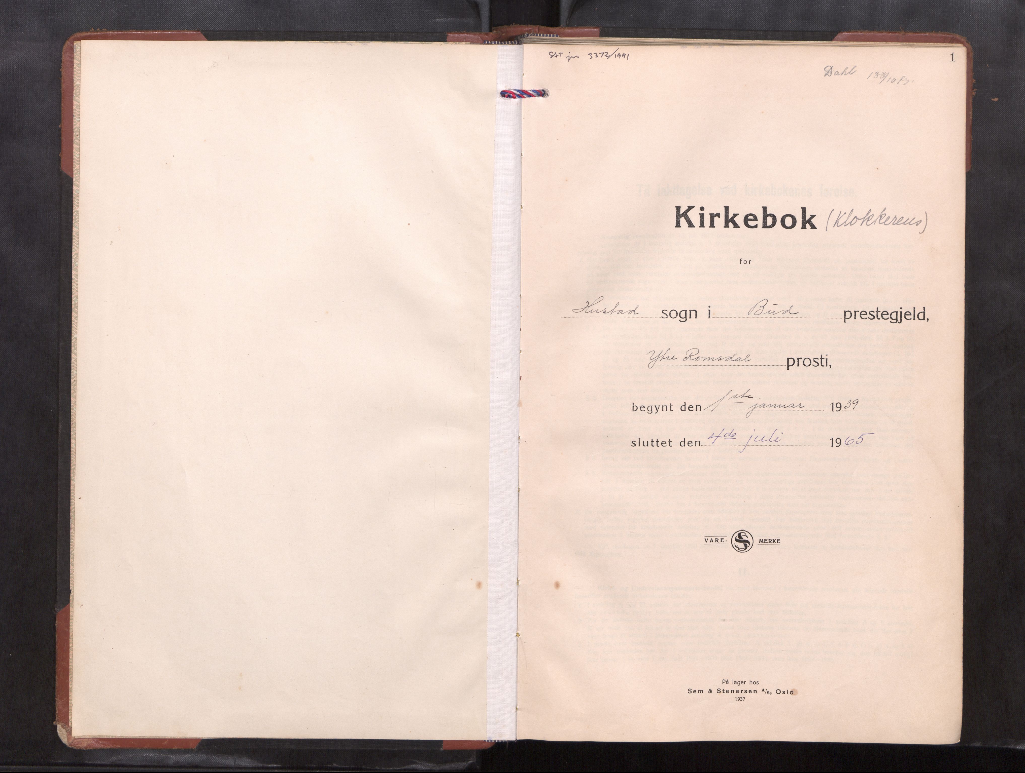 Ministerialprotokoller, klokkerbøker og fødselsregistre - Møre og Romsdal, AV/SAT-A-1454/567/L0785: Parish register (copy) no. 567---, 1939-1965, p. 1