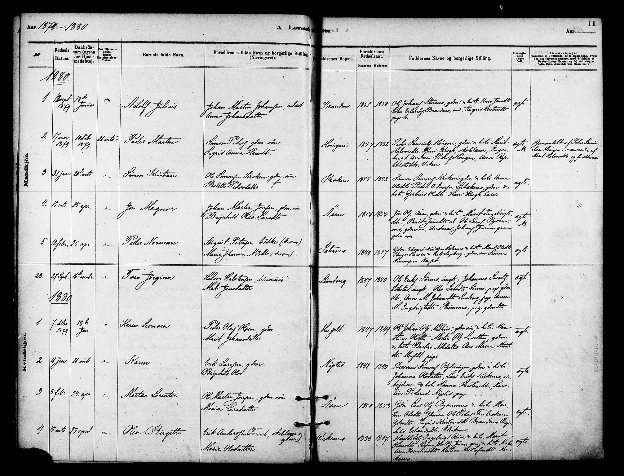 Målselv sokneprestembete, SATØ/S-1311/G/Ga/Gaa/L0009kirke: Parish register (official) no. 9, 1878-1889, p. 11
