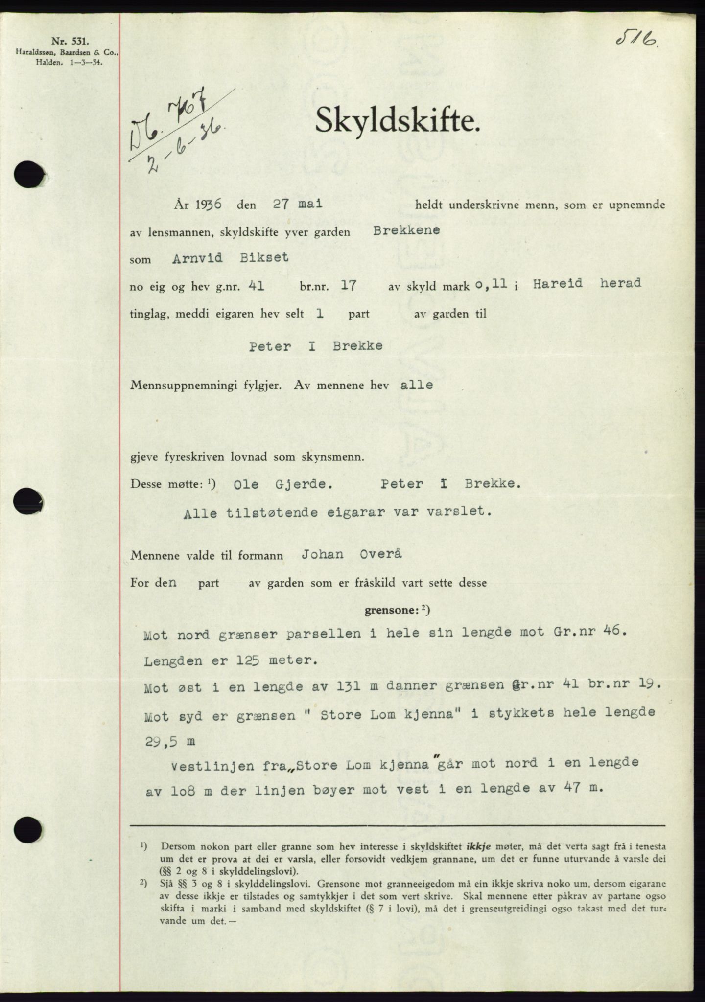 Søre Sunnmøre sorenskriveri, AV/SAT-A-4122/1/2/2C/L0060: Mortgage book no. 54, 1935-1936, Deed date: 02.06.1936