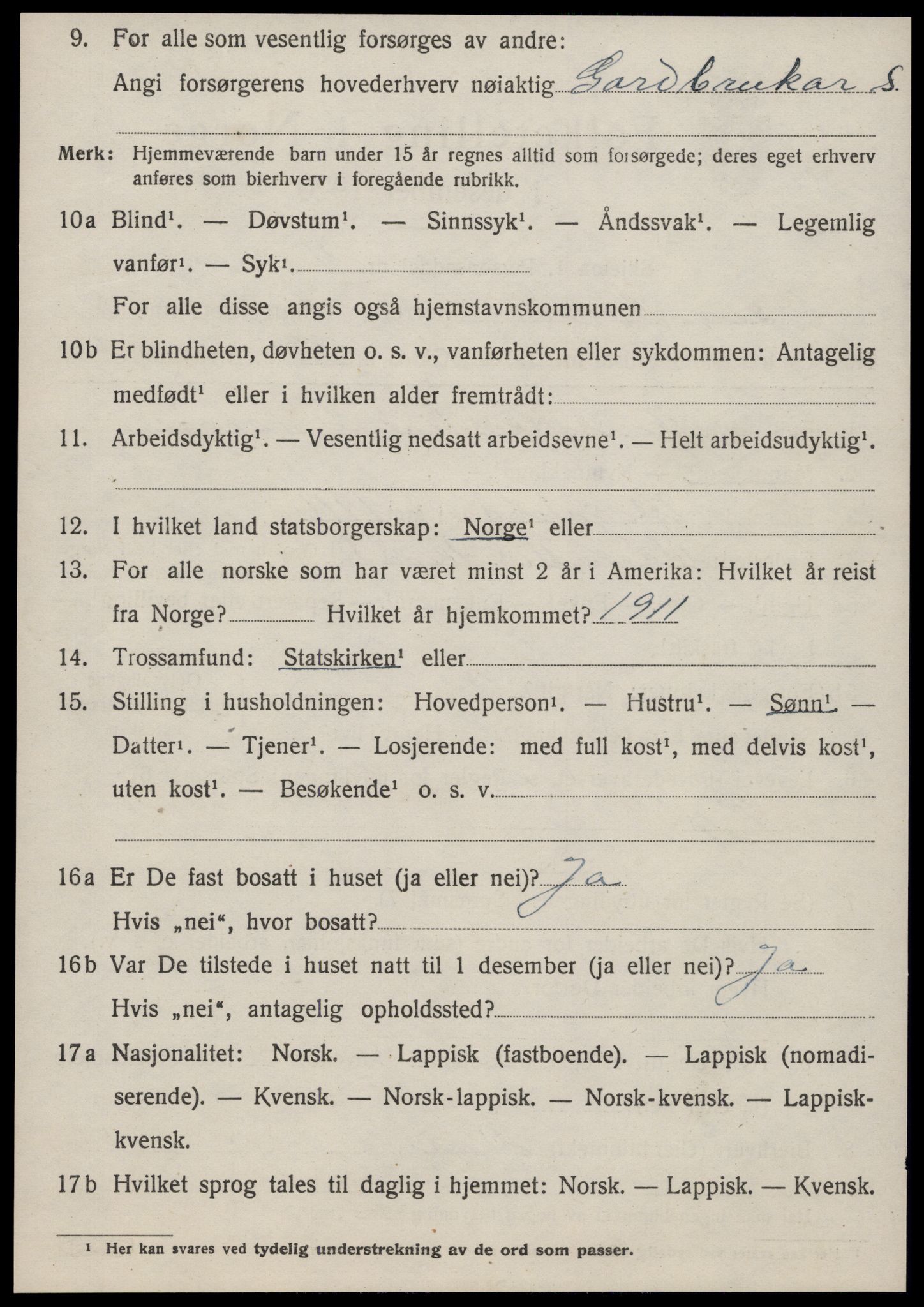 SAT, 1920 census for Osen, 1920, p. 3658