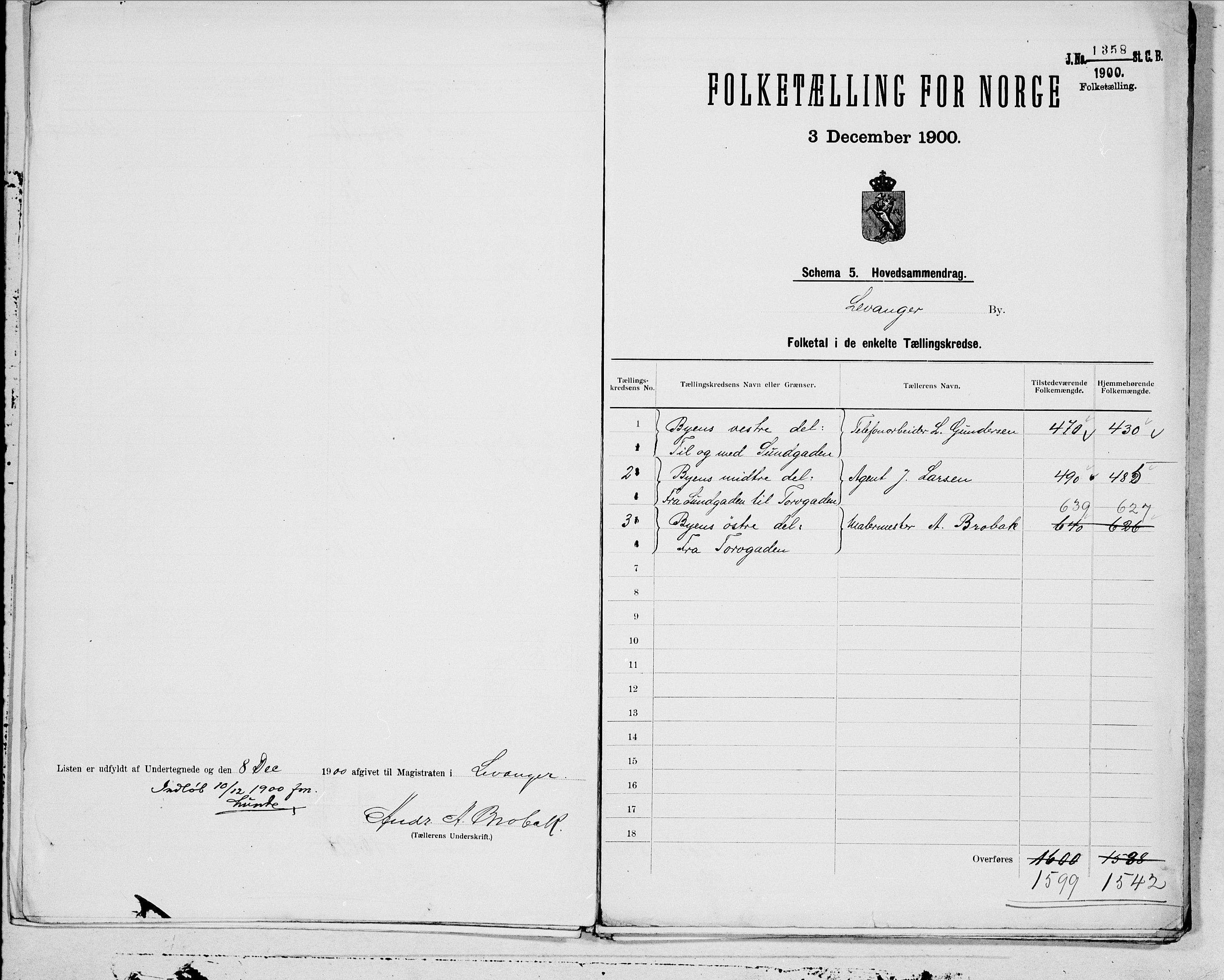 SAT, 1900 census for Levanger, 1900, p. 8