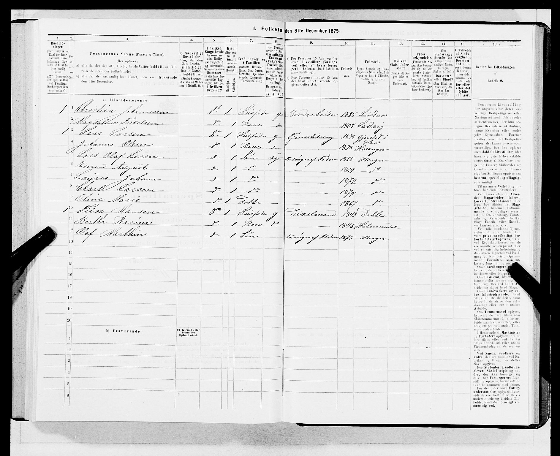 SAB, 1875 census for 1301 Bergen, 1875, p. 2829