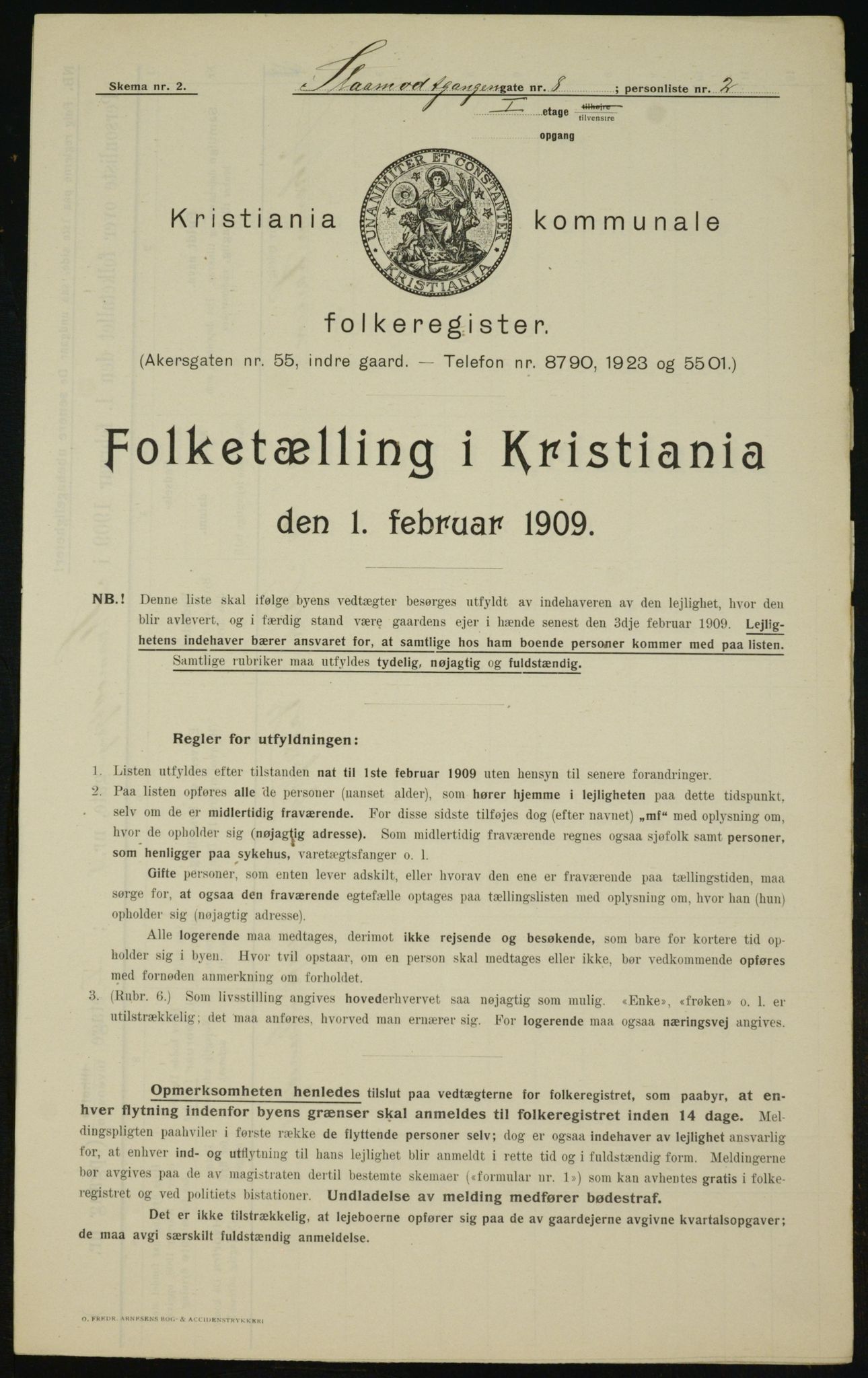 OBA, Municipal Census 1909 for Kristiania, 1909, p. 87951