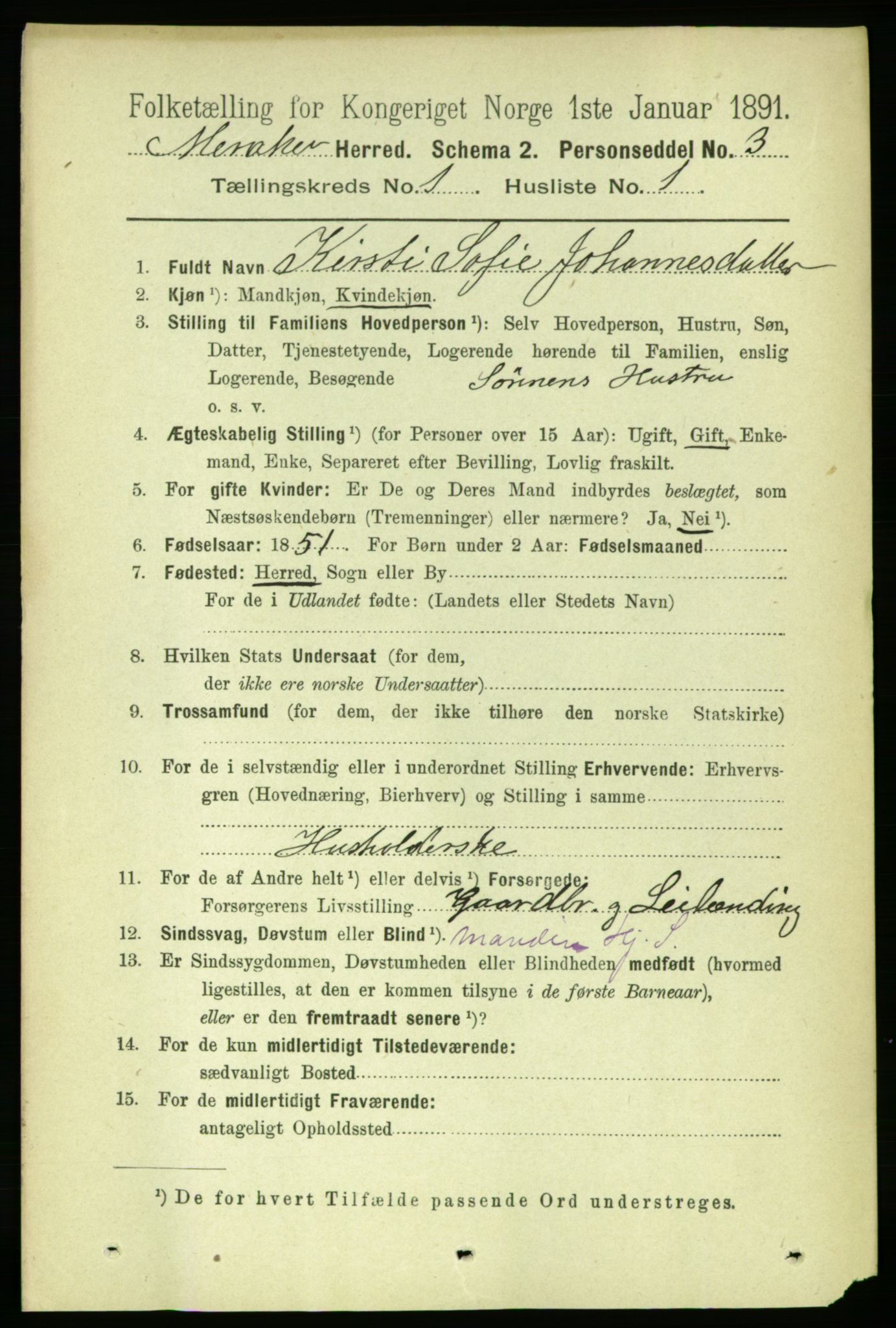 RA, 1891 census for 1711 Meråker, 1891, p. 81