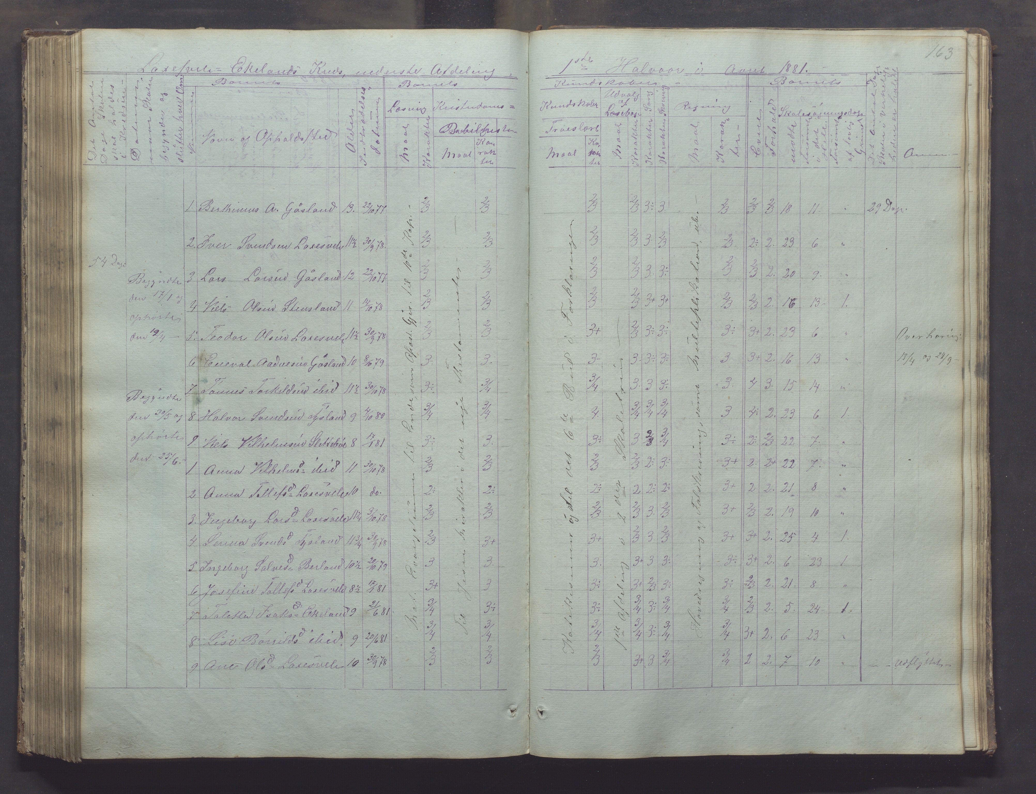 Bjerkreim kommune - Skulestyret, IKAR/K-101539/H/L0002: Skolejournal for vestre skuledistrikt, 1858-1894, p. 162b-163a