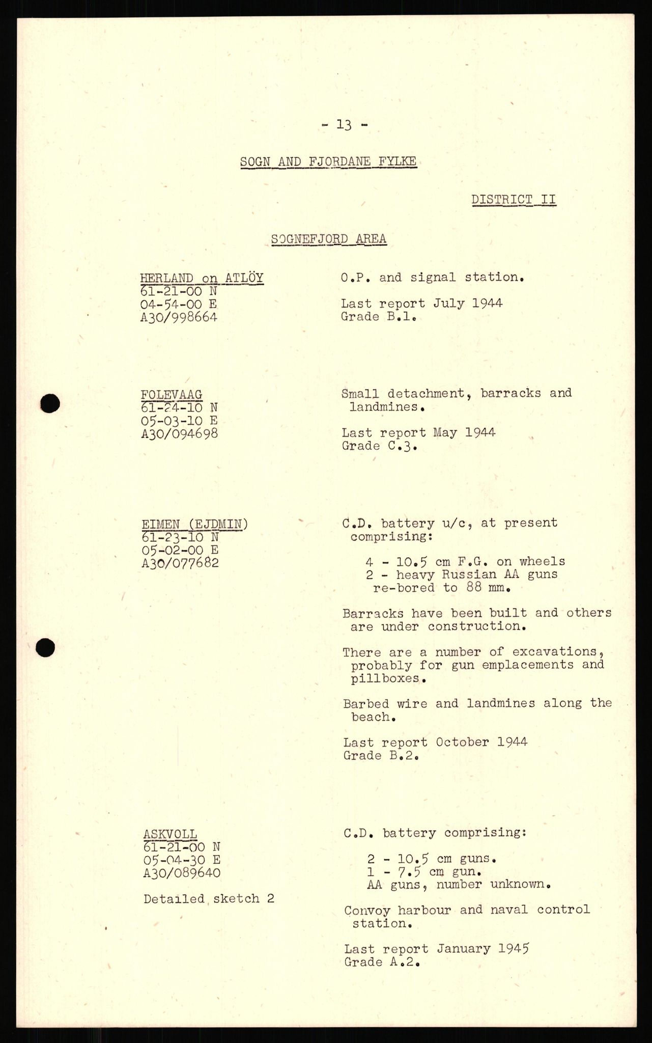 Forsvaret, Forsvarets overkommando II, AV/RA-RAFA-3915/D/Dd/L0017: Sogn og Fjordane / Hordaland, 1943-1945, p. 27