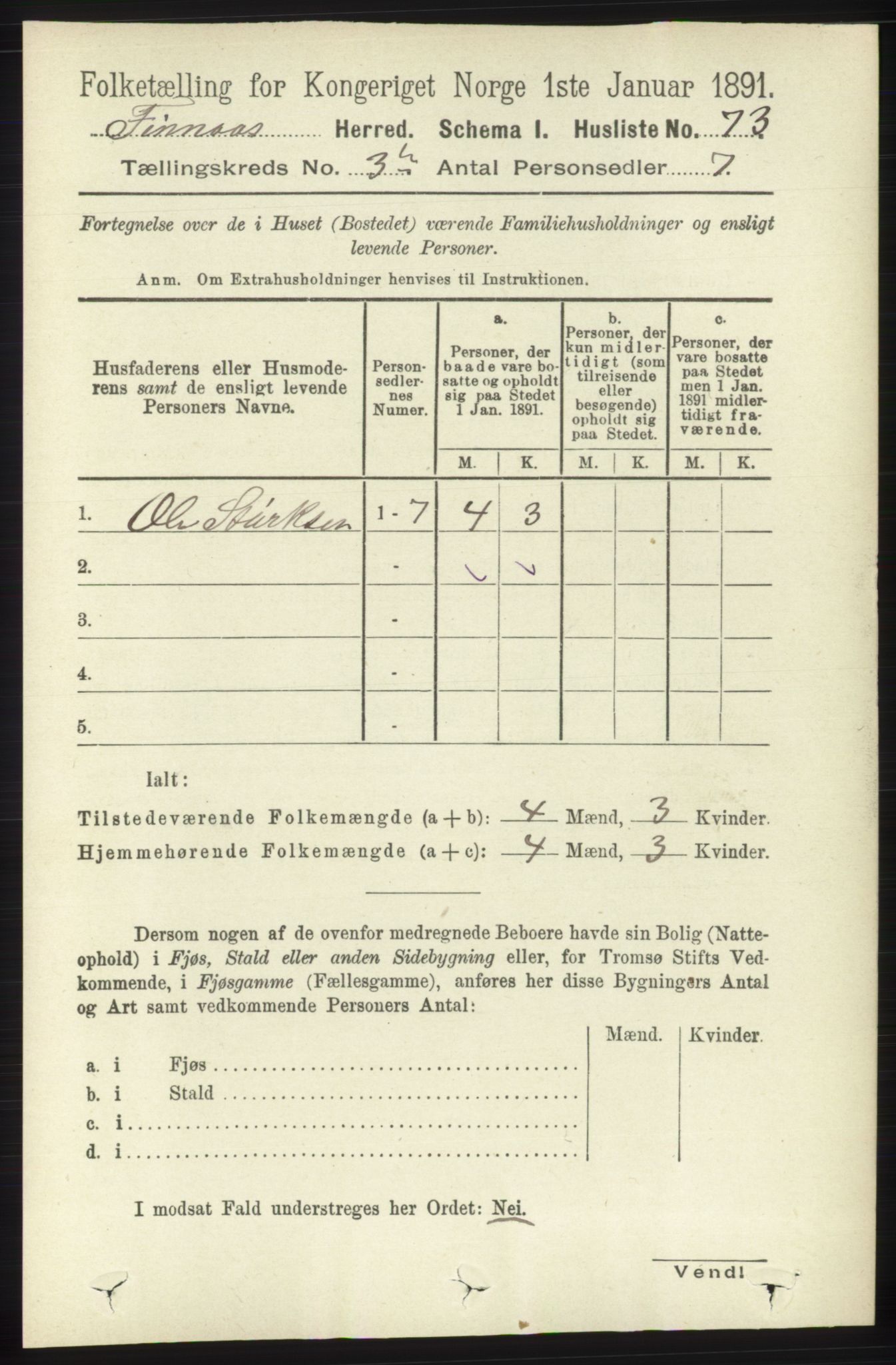 RA, 1891 census for 1218 Finnås, 1891, p. 1106