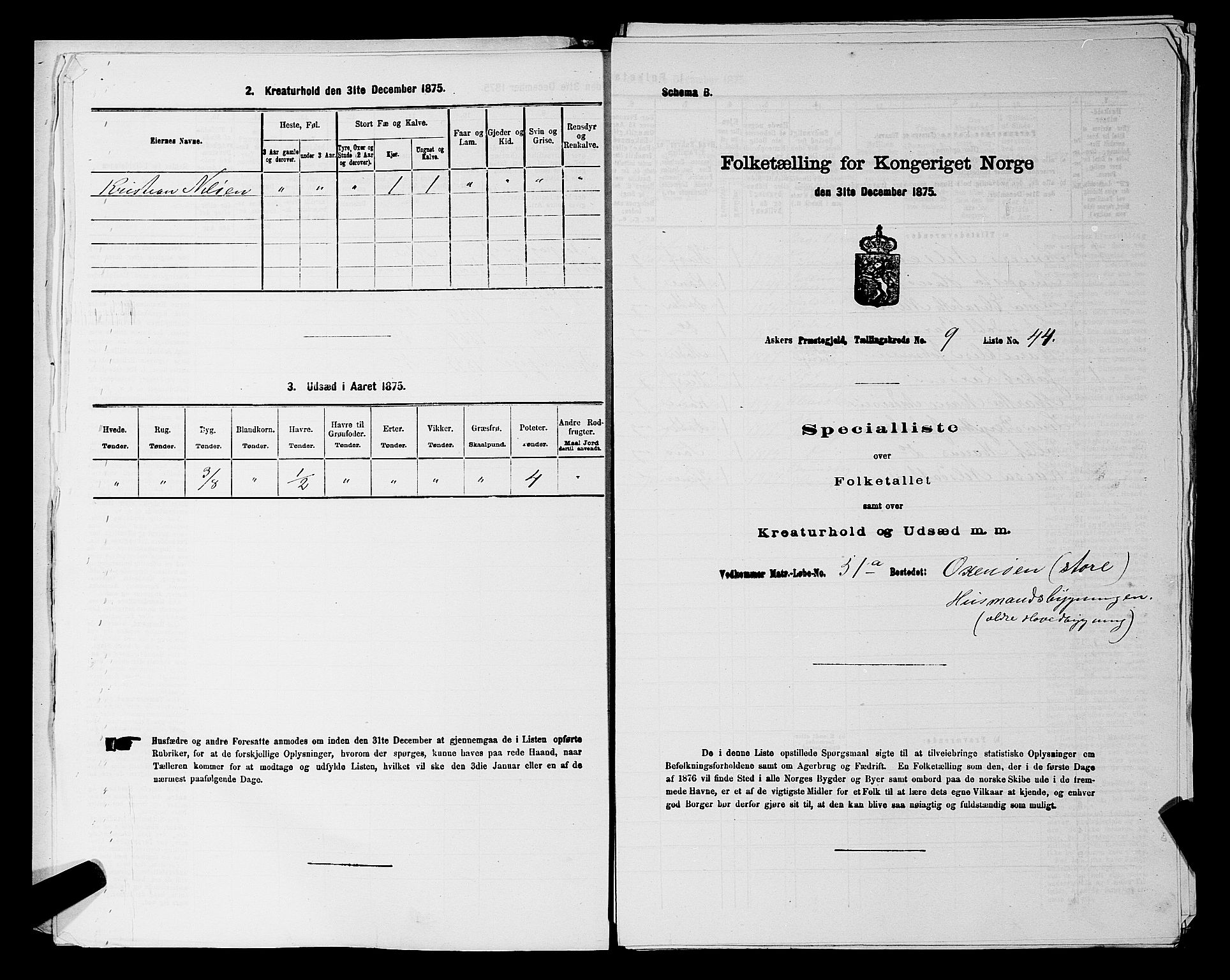 RA, 1875 census for 0220P Asker, 1875, p. 1660