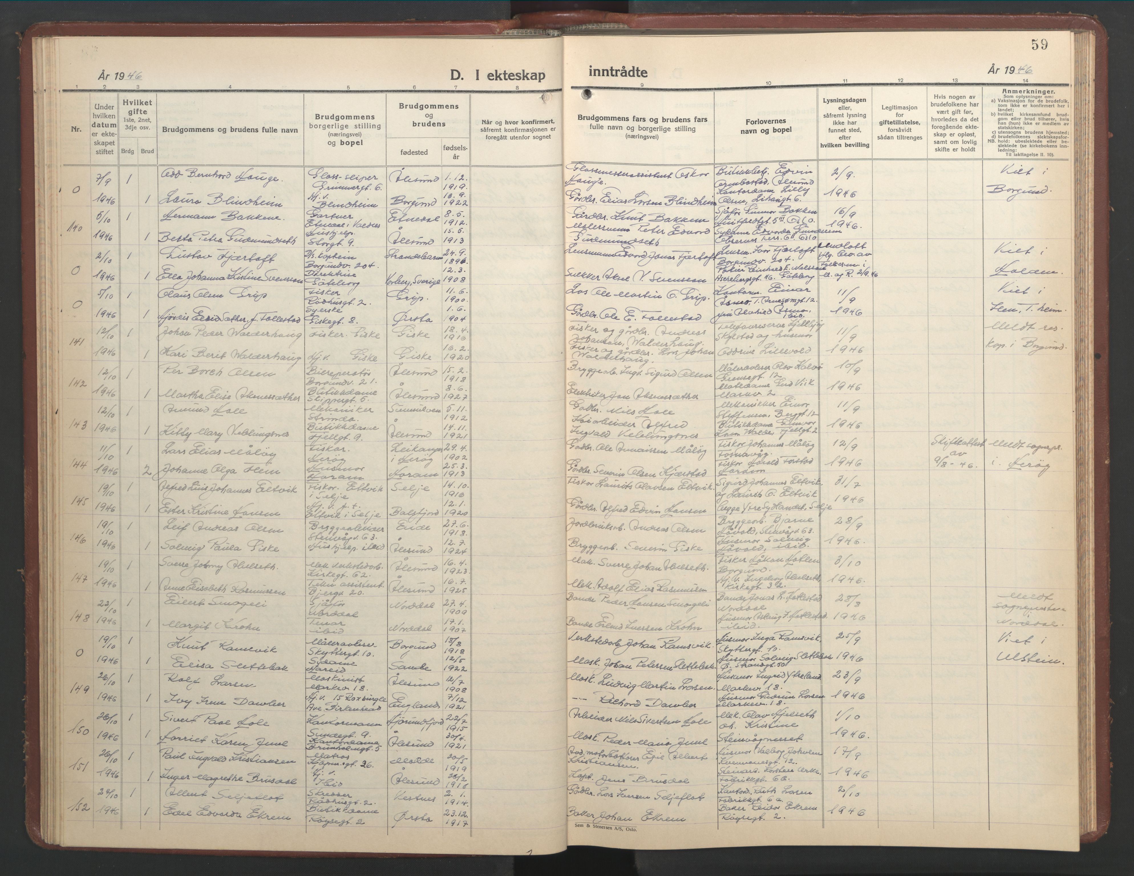 Ministerialprotokoller, klokkerbøker og fødselsregistre - Møre og Romsdal, AV/SAT-A-1454/529/L0479: Parish register (copy) no. 529C16, 1941-1950, p. 59