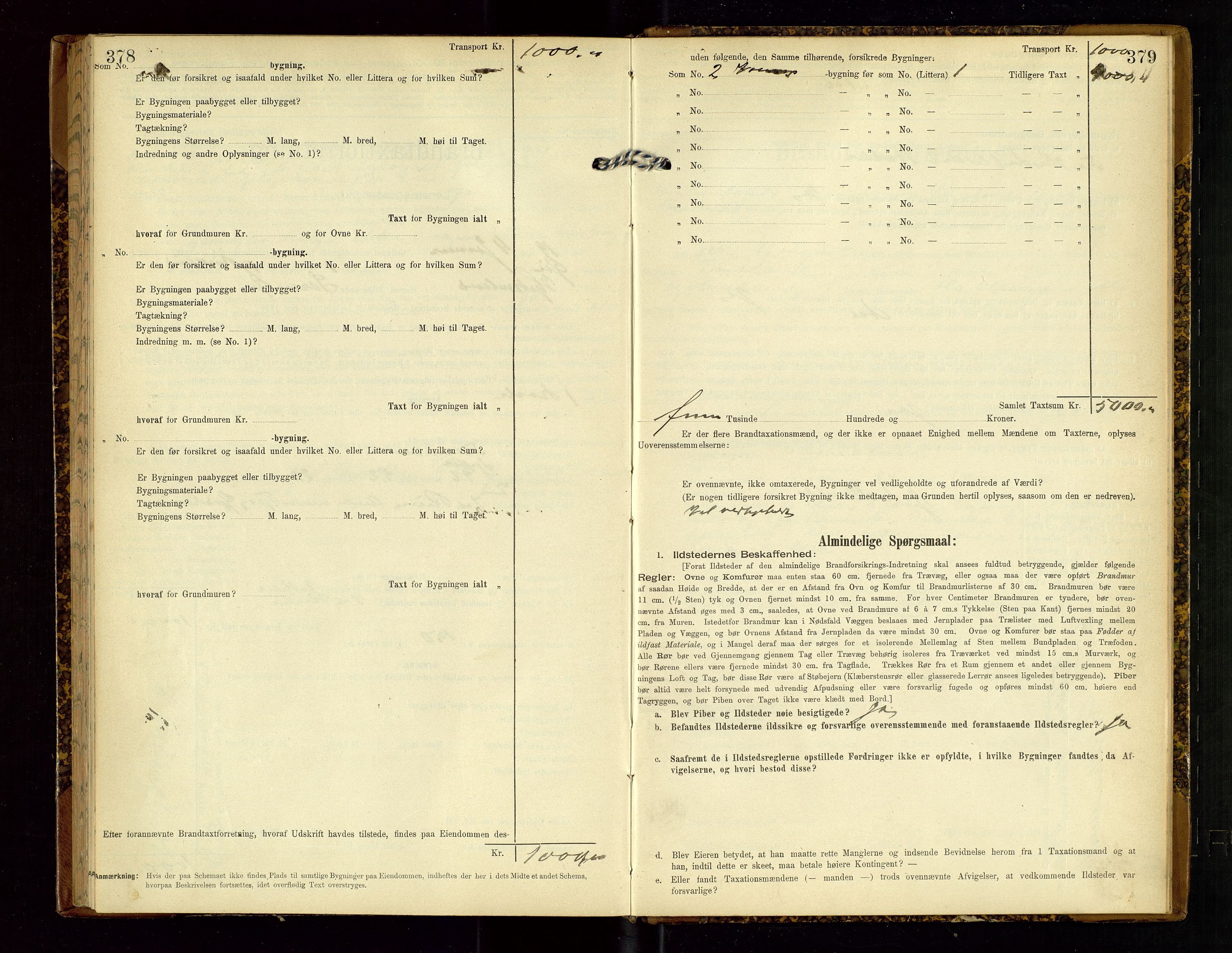 Hjelmeland lensmannskontor, SAST/A-100439/Gob/L0002: "Brandtaxationsprotokol", 1904-1920, p. 378-379