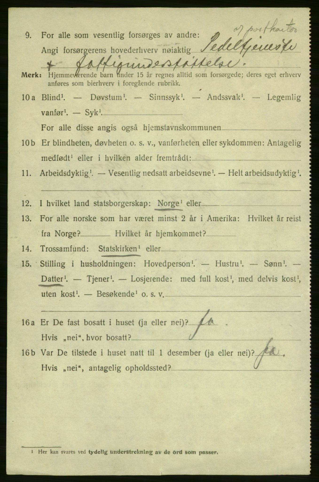 SAB, 1920 census for Florø, 1920, p. 1077