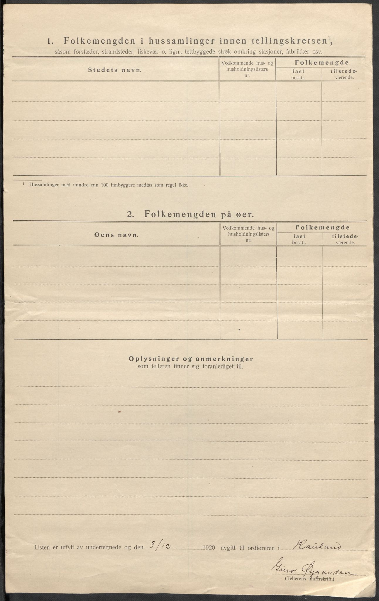 SAKO, 1920 census for Rauland, 1920, p. 28