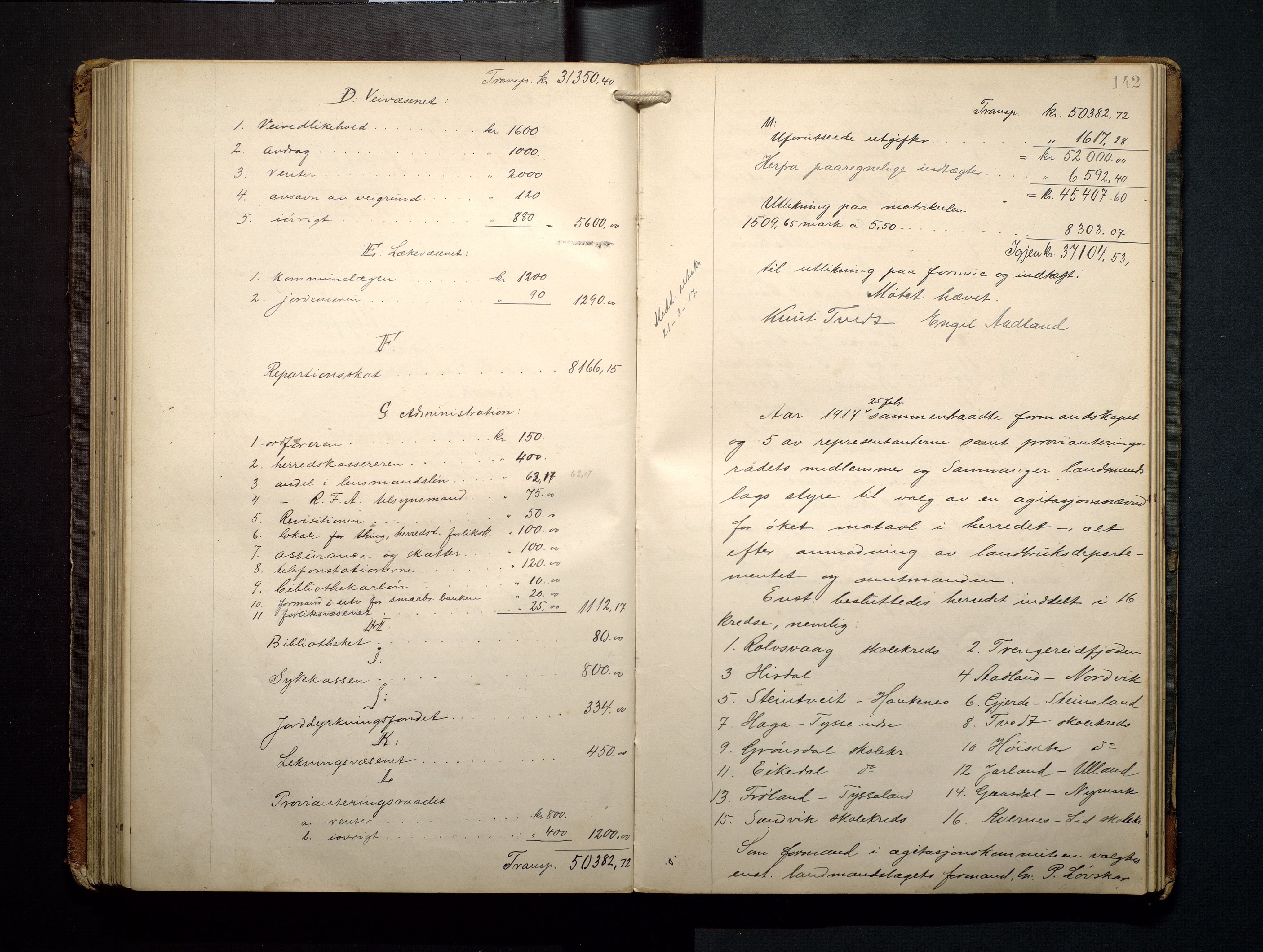 Samnanger kommune. Formannskapet, IKAH/1242-021/A/Aa/Aaa/L0001: Møtebok for formannskap og heradstyre, 1906-1920, p. 142