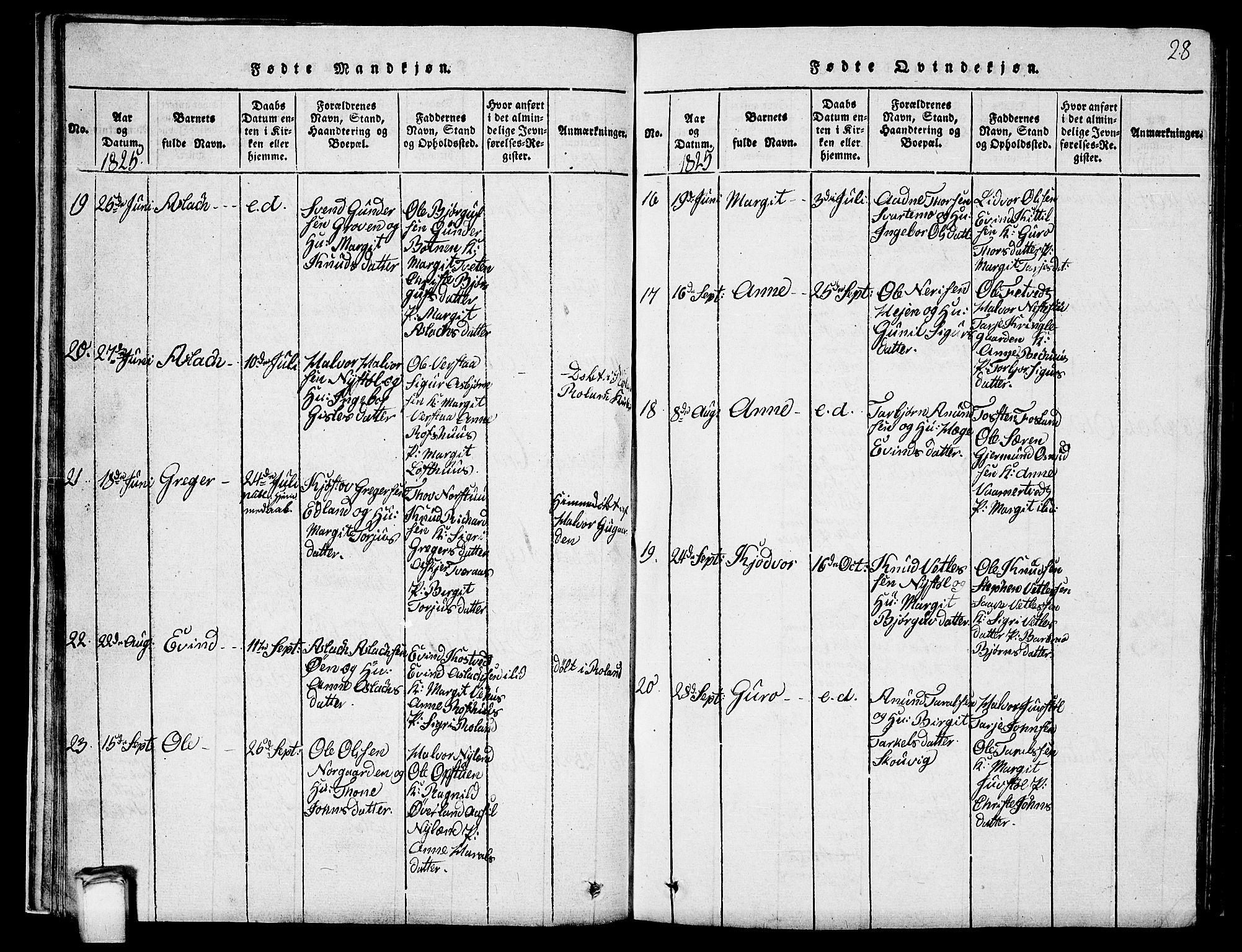 Vinje kirkebøker, SAKO/A-312/G/Ga/L0001: Parish register (copy) no. I 1, 1814-1843, p. 28
