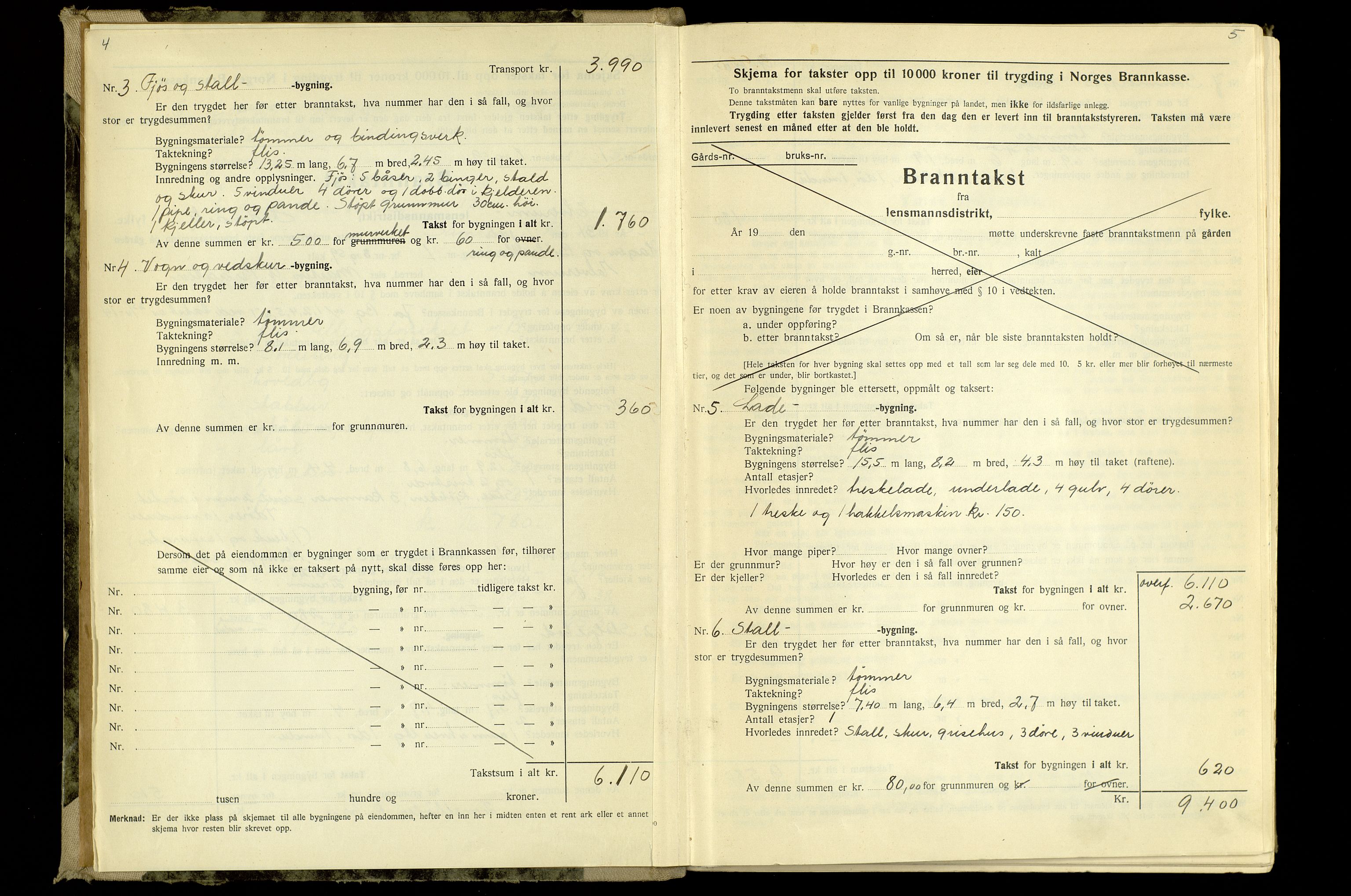 Norges Brannkasse, Elverum, AV/SAH-NBRANE-020/F/L0001: Branntakstprotokoll, 1880-1940, p. 4-5