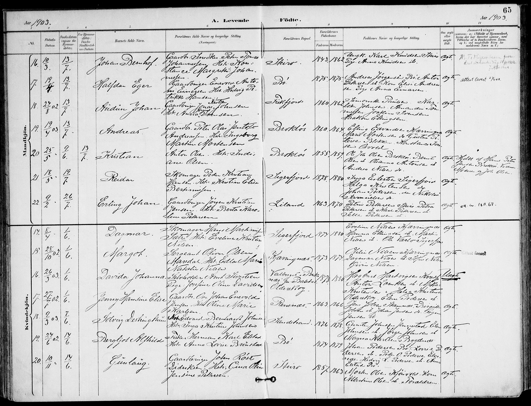 Ministerialprotokoller, klokkerbøker og fødselsregistre - Nordland, AV/SAT-A-1459/895/L1372: Parish register (official) no. 895A07, 1894-1914, p. 65