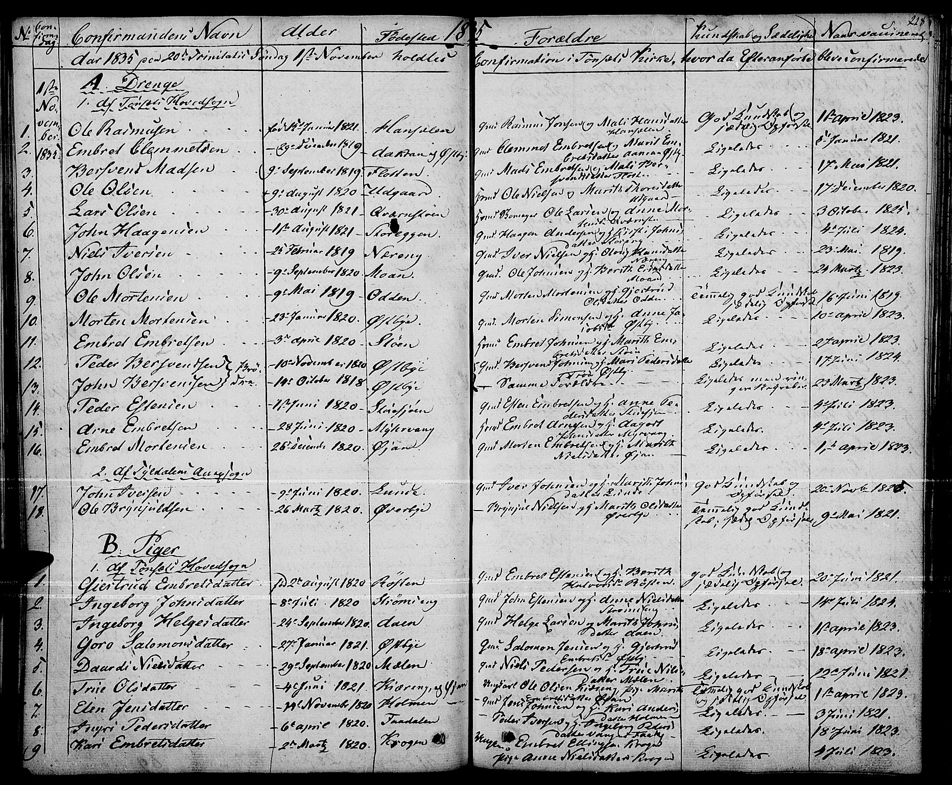 Tynset prestekontor, SAH/PREST-058/H/Ha/Haa/L0019: Parish register (official) no. 19, 1829-1847, p. 228