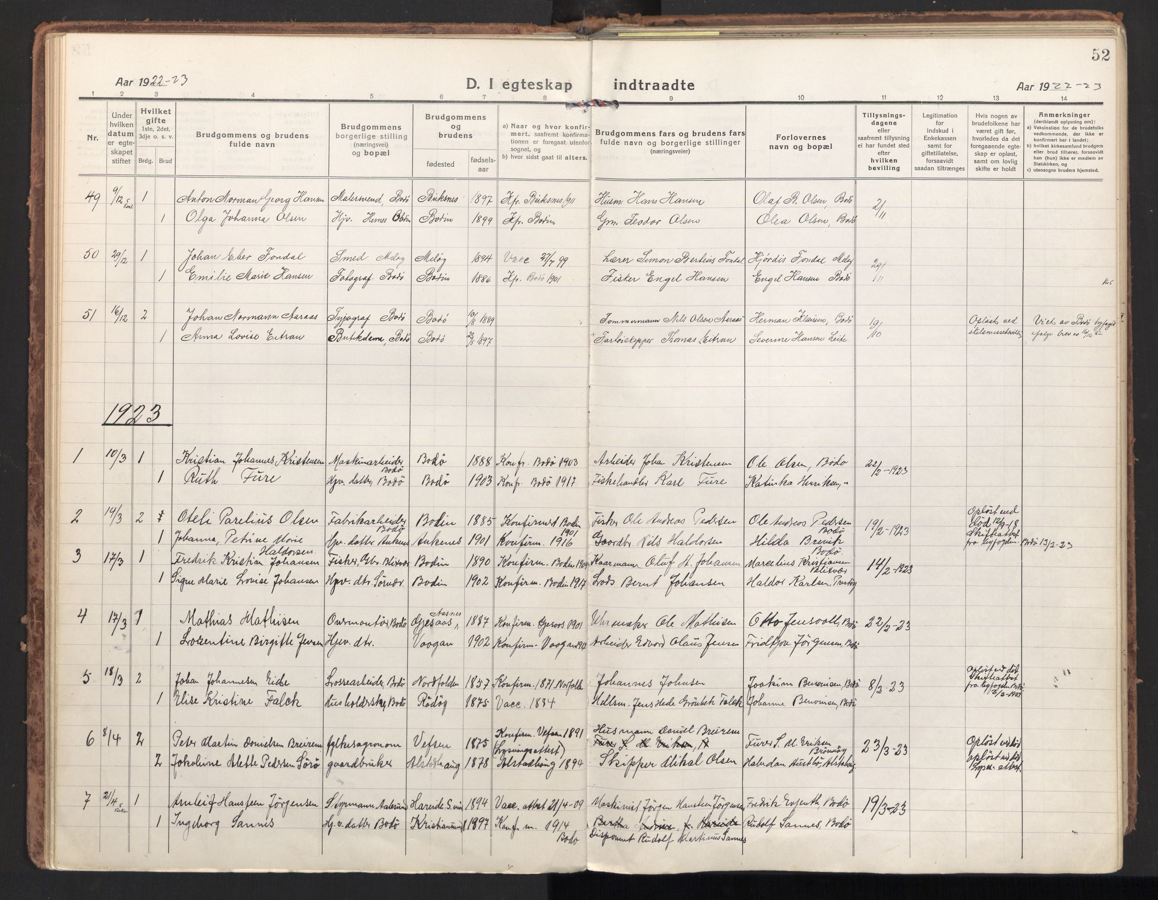 Ministerialprotokoller, klokkerbøker og fødselsregistre - Nordland, SAT/A-1459/801/L0018: Parish register (official) no. 801A18, 1916-1930, p. 52