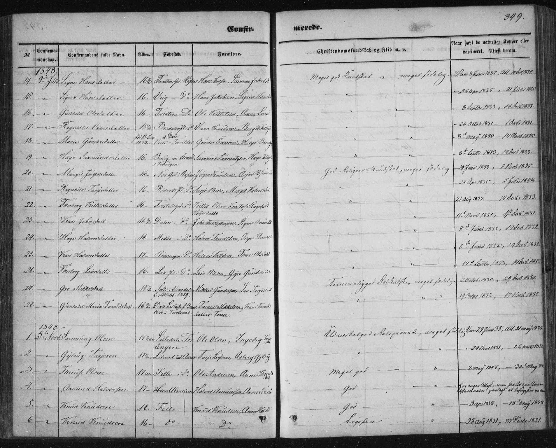 Nissedal kirkebøker, SAKO/A-288/F/Fa/L0003: Parish register (official) no. I 3, 1846-1870, p. 348-349