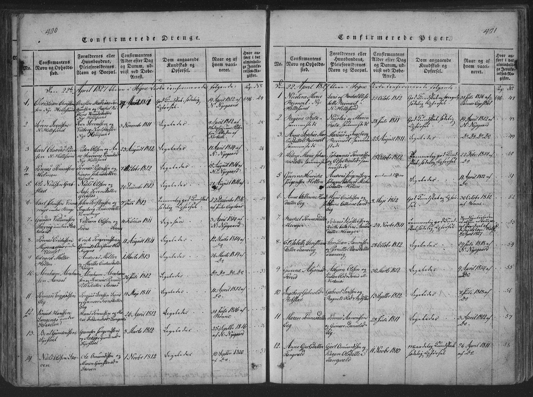 Søgne sokneprestkontor, SAK/1111-0037/F/Fa/Fab/L0008: Parish register (official) no. A 8, 1821-1838, p. 470-471