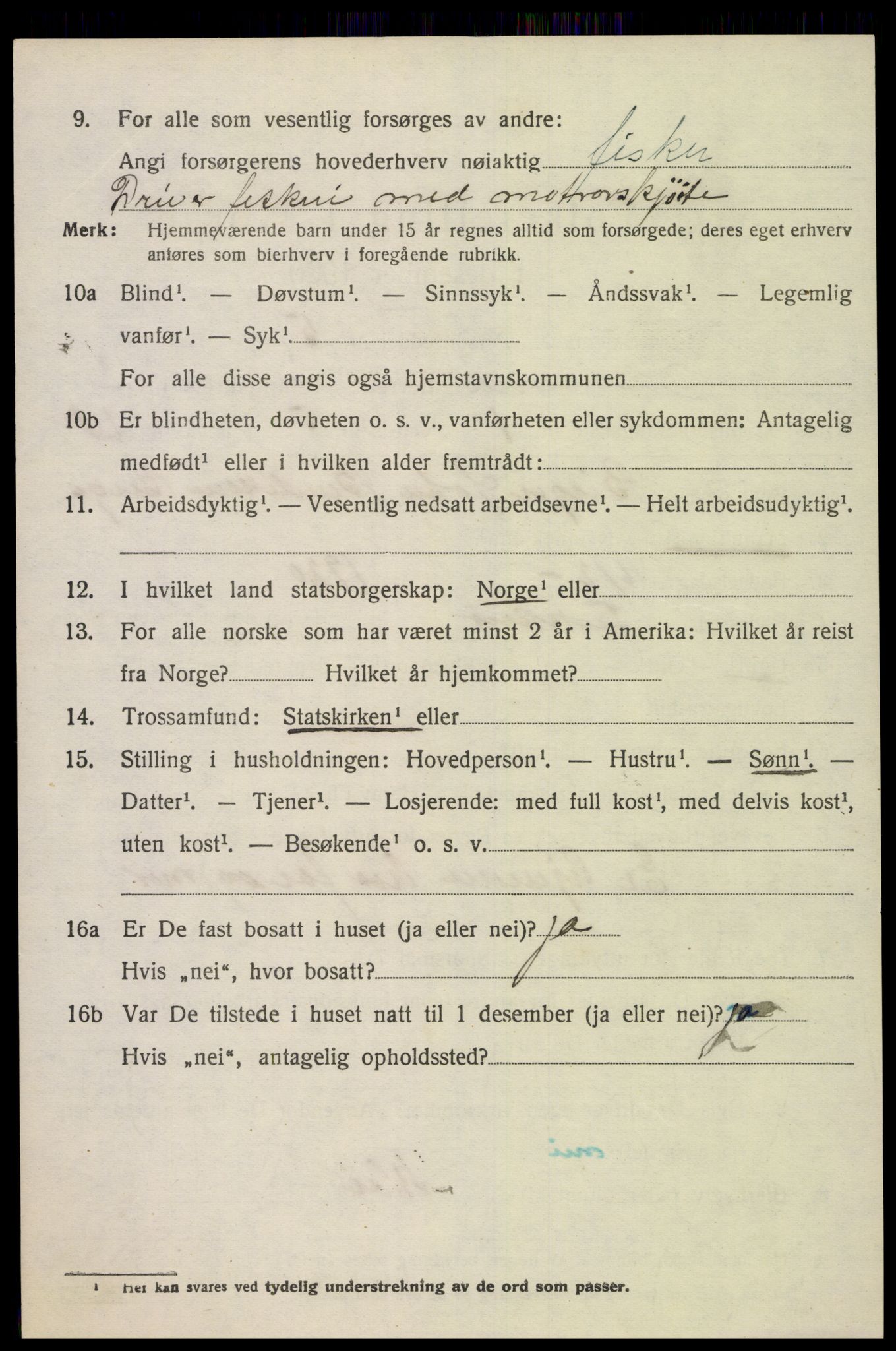 SAK, 1920 census for Oddernes, 1920, p. 2830