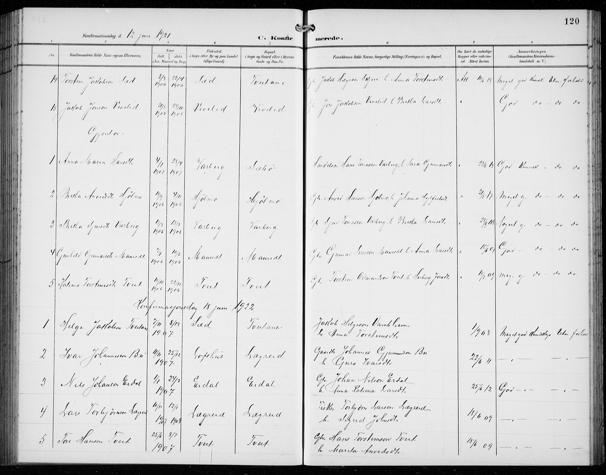 Ullensvang sokneprestembete, SAB/A-78701/H/Hab: Parish register (copy) no. C  3, 1899-1932, p. 120
