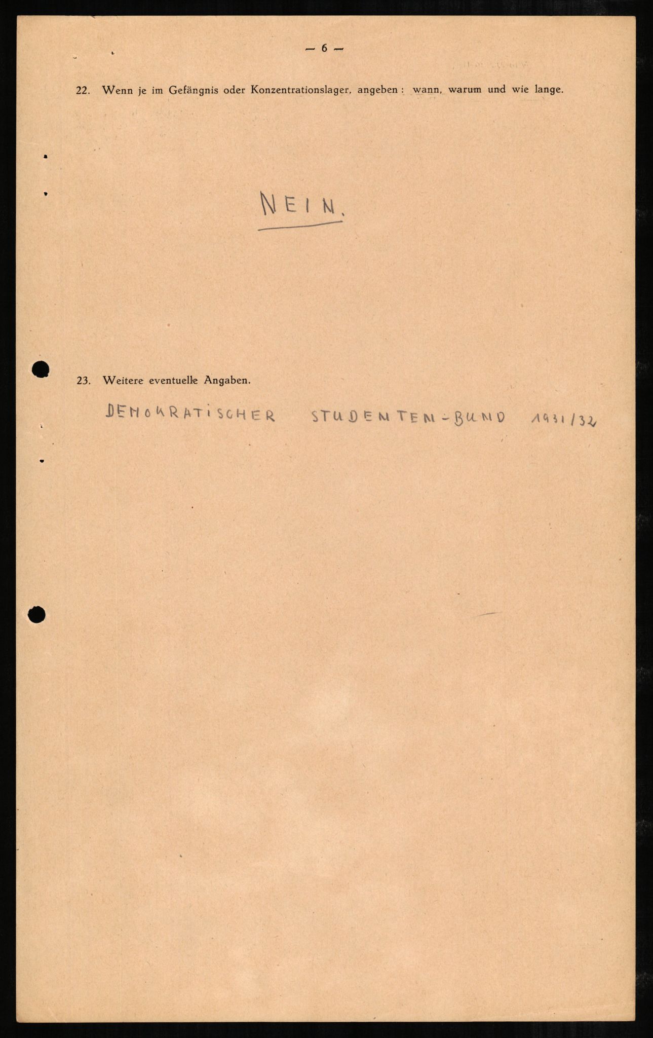 Forsvaret, Forsvarets overkommando II, RA/RAFA-3915/D/Db/L0002: CI Questionaires. Tyske okkupasjonsstyrker i Norge. Tyskere., 1945-1946, p. 382