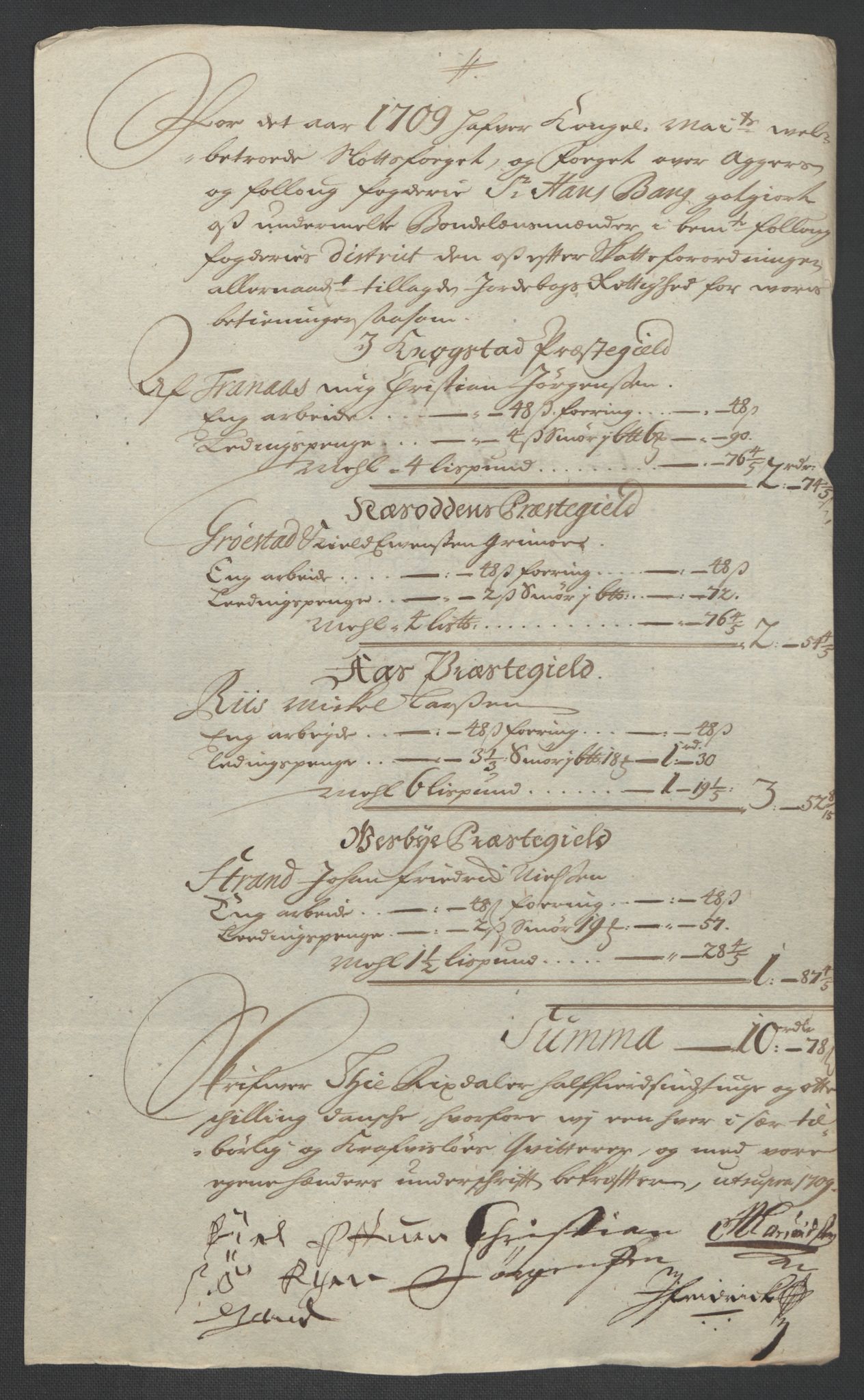 Rentekammeret inntil 1814, Reviderte regnskaper, Fogderegnskap, AV/RA-EA-4092/R10/L0447: Fogderegnskap Aker og Follo, 1707-1709, p. 541