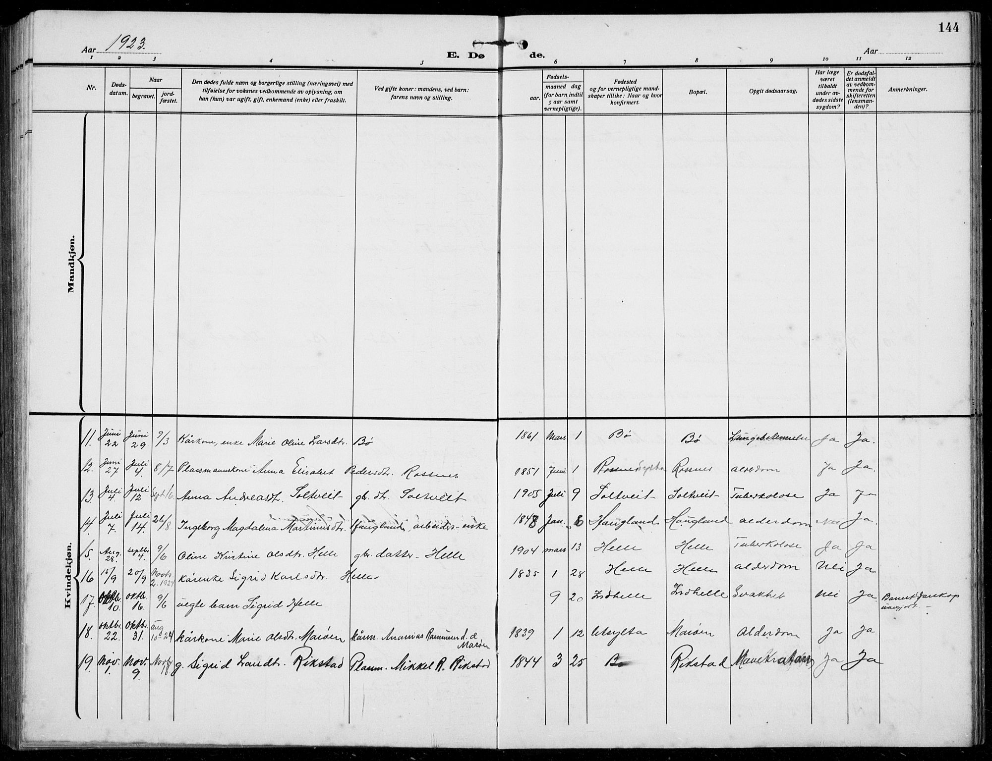 Manger sokneprestembete, AV/SAB-A-76801/H/Hab: Parish register (copy) no. B  5, 1922-1938, p. 144