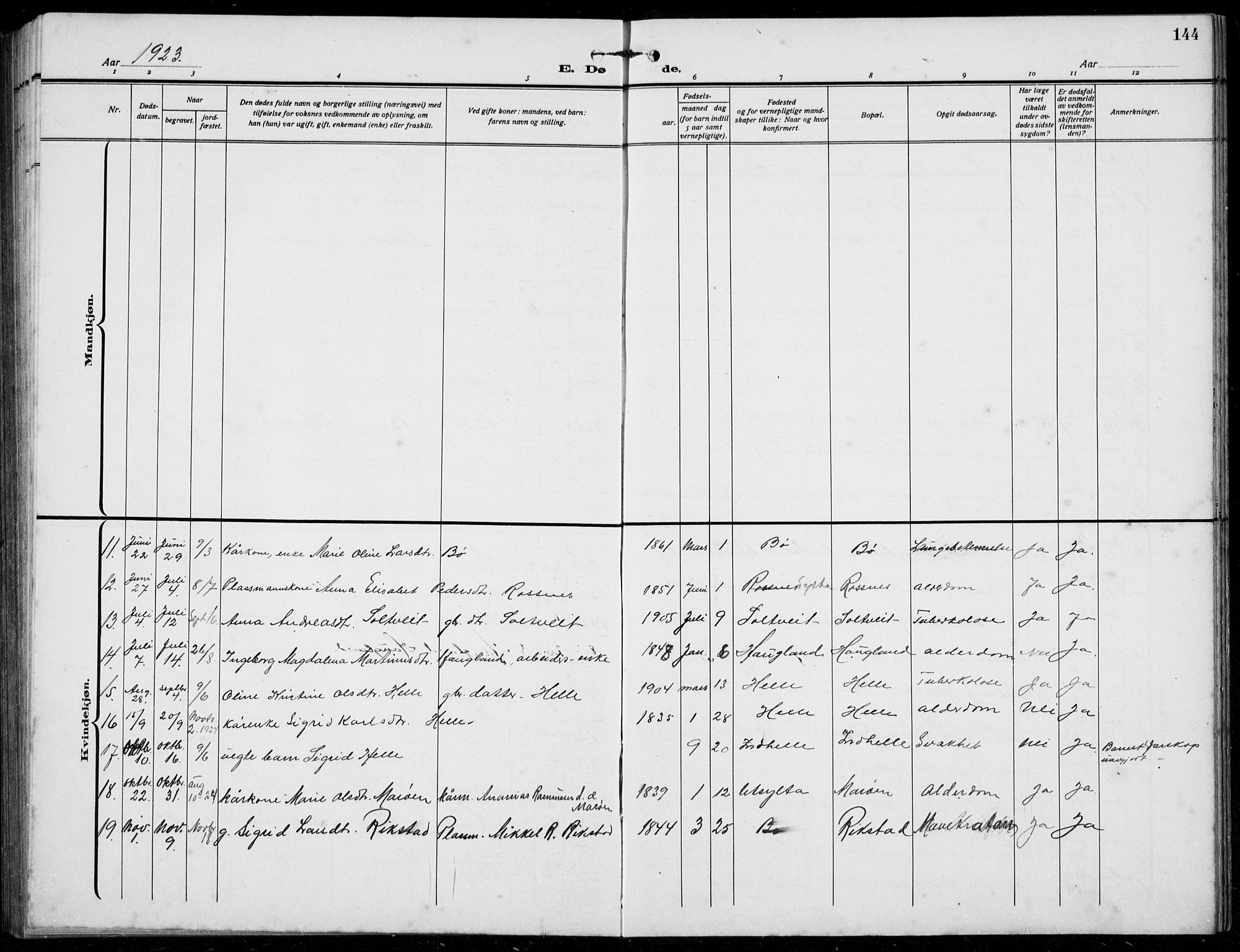 Manger sokneprestembete, AV/SAB-A-76801/H/Hab: Parish register (copy) no. B  5, 1922-1938, p. 144