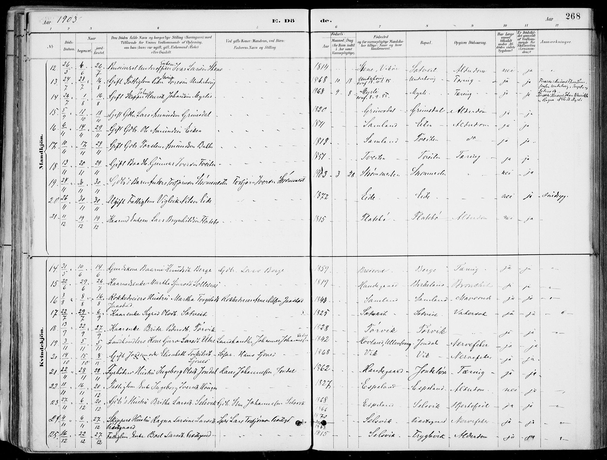 Strandebarm sokneprestembete, SAB/A-78401/H/Haa: Parish register (official) no. E  1, 1886-1908, p. 268