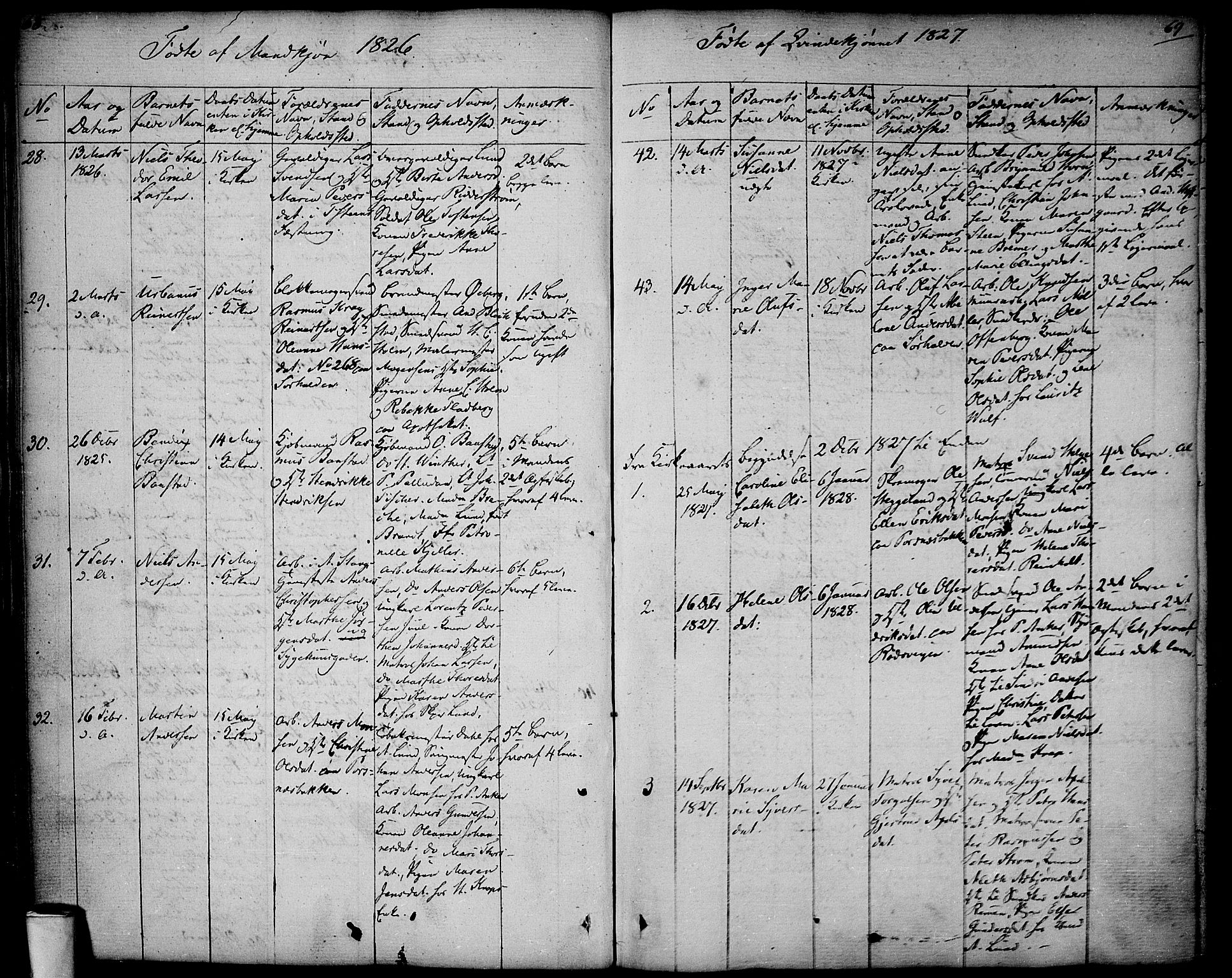 Halden prestekontor Kirkebøker, SAO/A-10909/F/Fa/L0004: Parish register (official) no. I 4, 1823-1834, p. 68-69