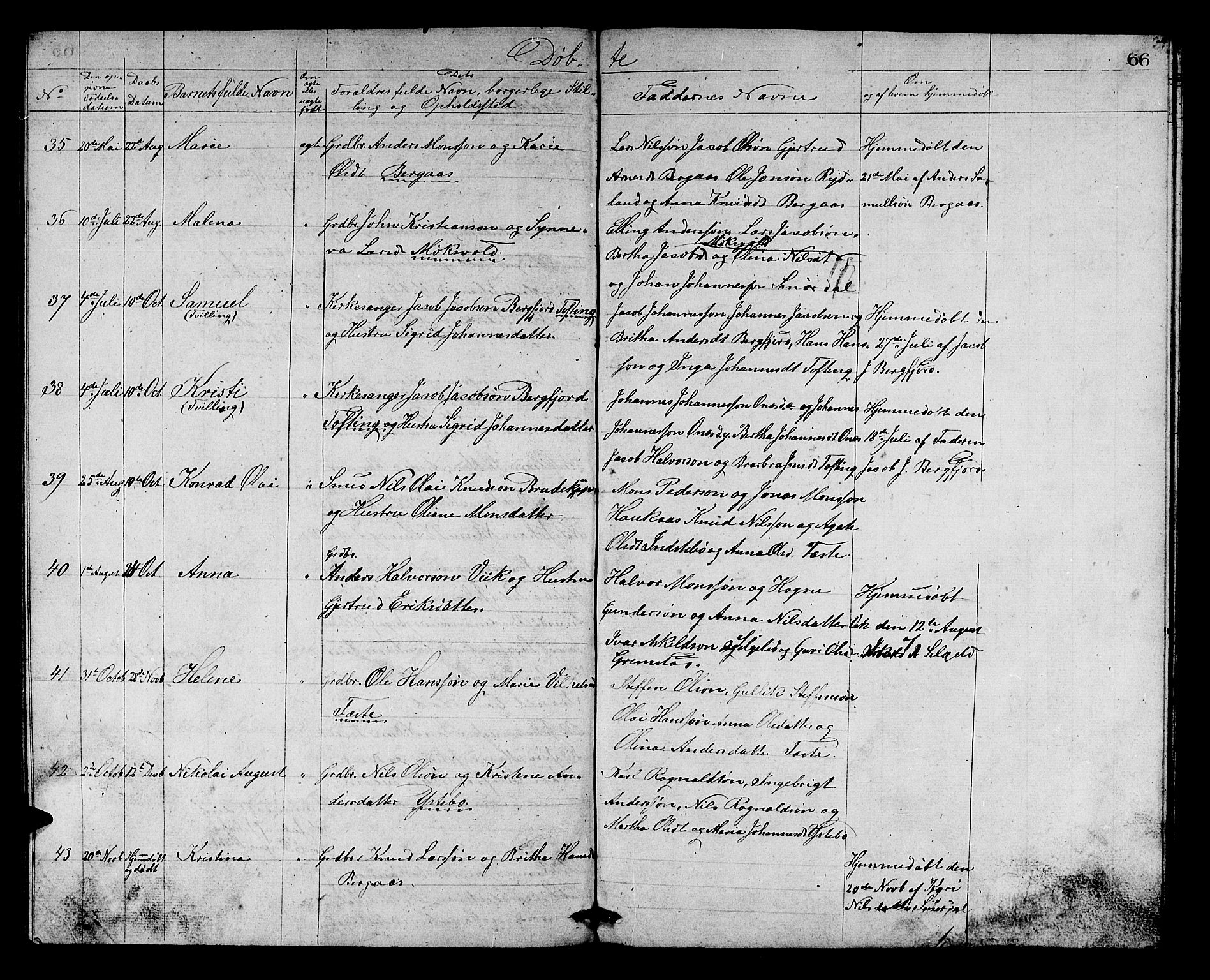 Alversund Sokneprestembete, SAB/A-73901/H/Ha/Hab: Parish register (copy) no. B 2, 1866-1880, p. 66