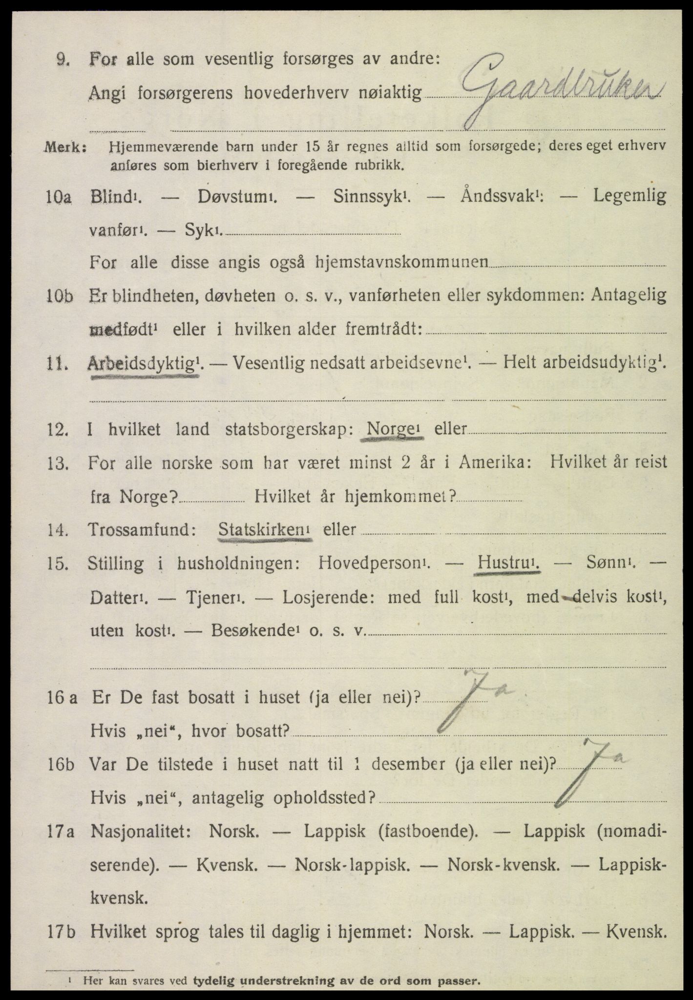 SAT, 1920 census for Gravvik, 1920, p. 311