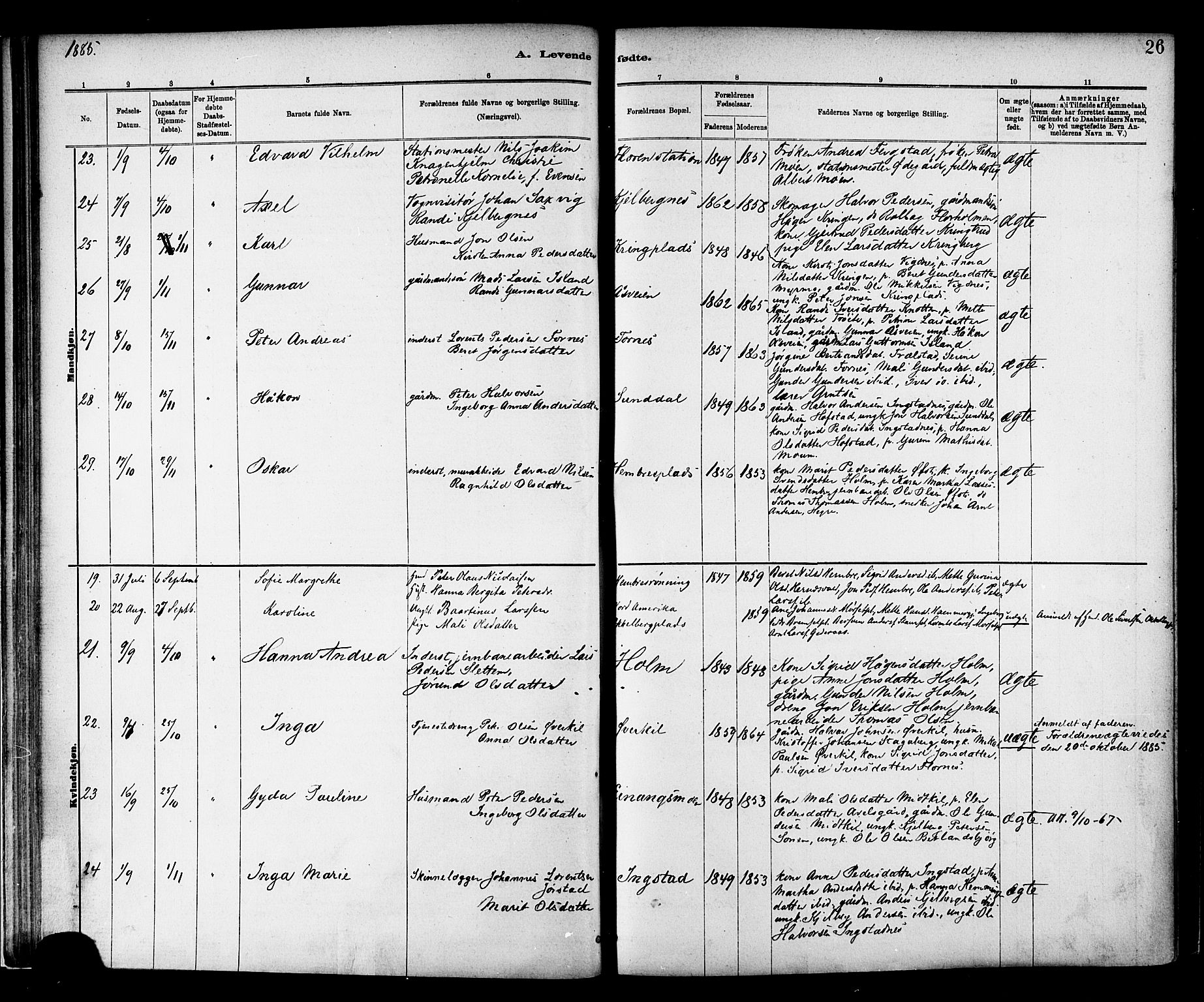 Ministerialprotokoller, klokkerbøker og fødselsregistre - Nord-Trøndelag, AV/SAT-A-1458/703/L0030: Parish register (official) no. 703A03, 1880-1892, p. 26