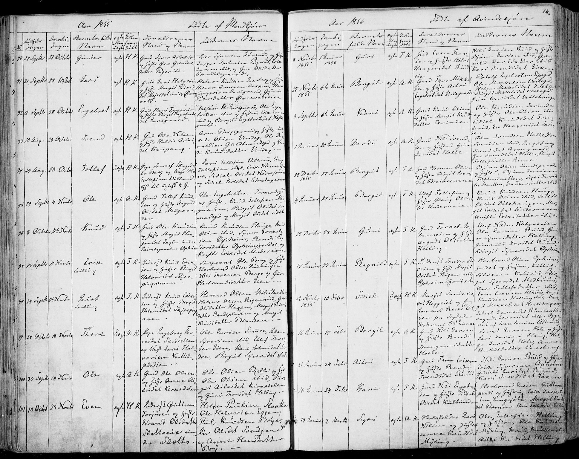 Ål kirkebøker, AV/SAKO-A-249/F/Fa/L0006: Parish register (official) no. I 6, 1849-1864, p. 64