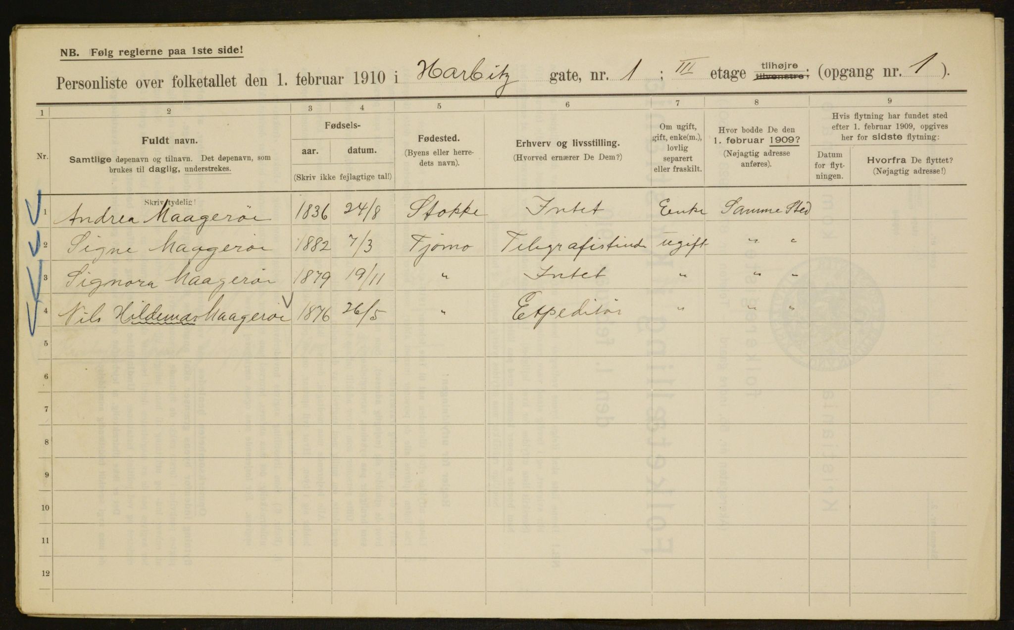 OBA, Municipal Census 1910 for Kristiania, 1910, p. 32889