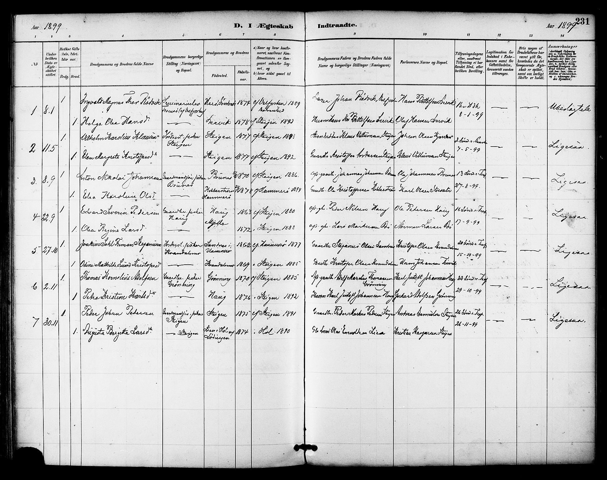 Ministerialprotokoller, klokkerbøker og fødselsregistre - Nordland, AV/SAT-A-1459/855/L0803: Parish register (official) no. 855A11, 1887-1905, p. 231