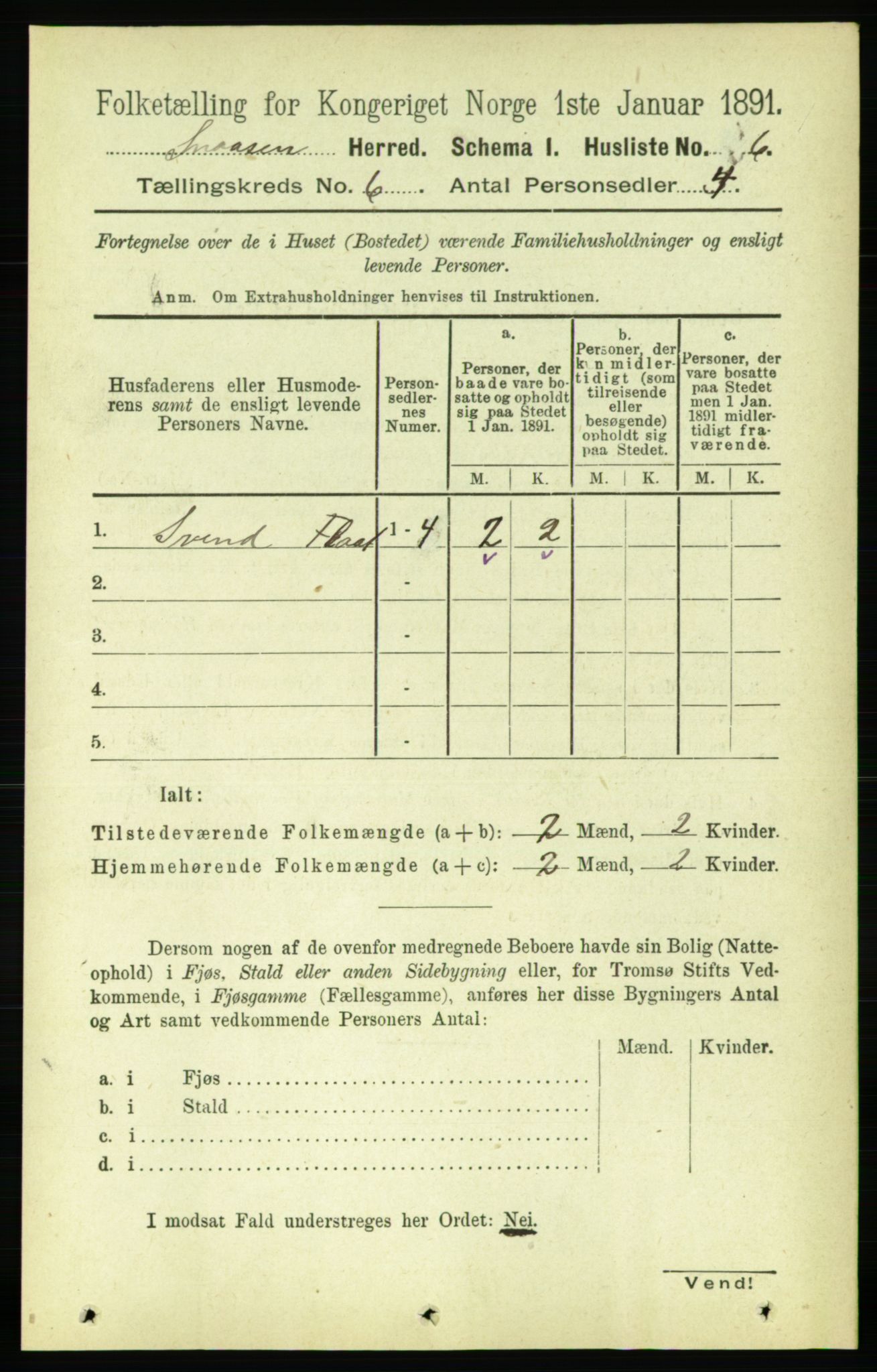 RA, 1891 census for 1736 Snåsa, 1891, p. 1822