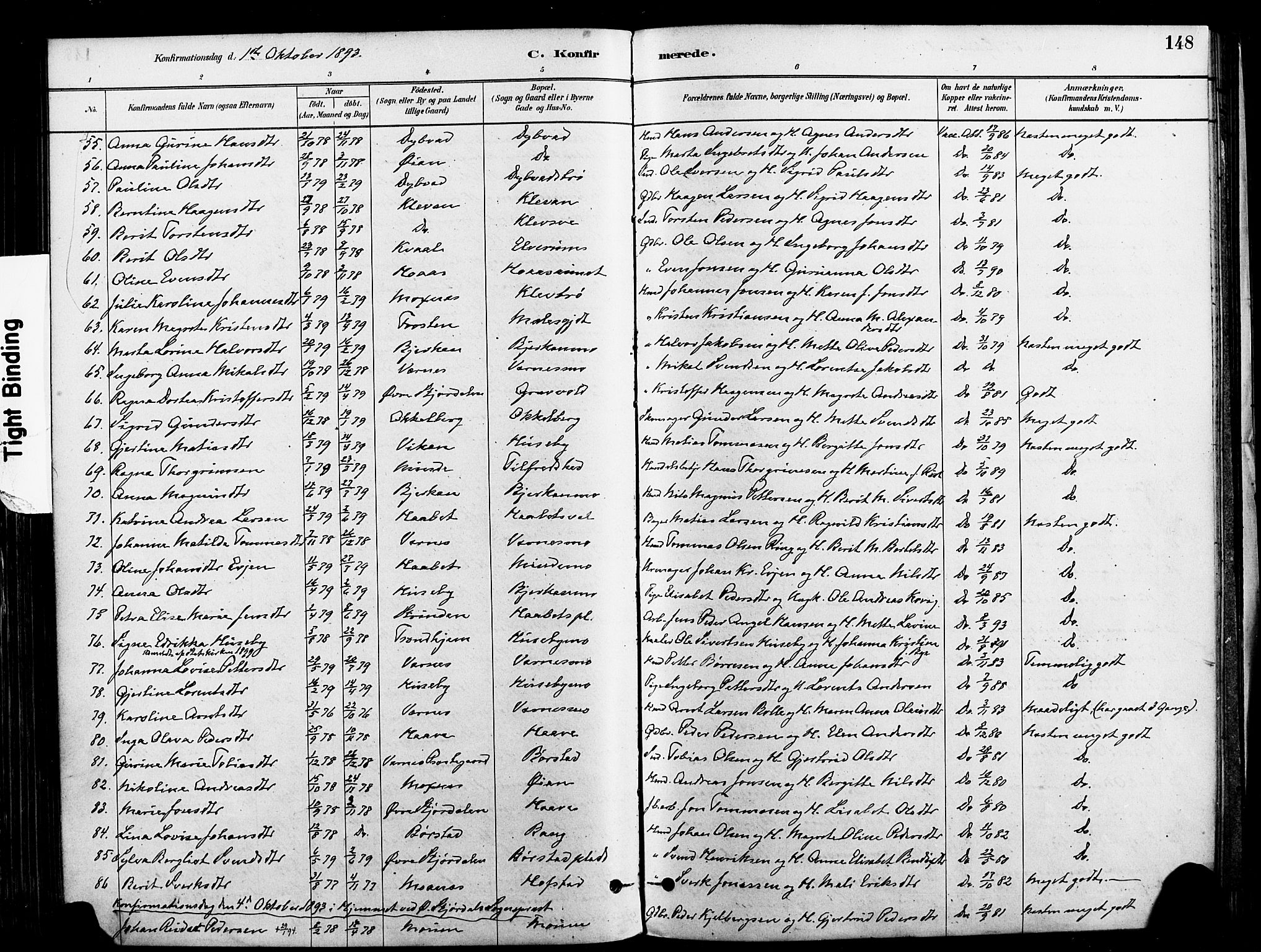 Ministerialprotokoller, klokkerbøker og fødselsregistre - Nord-Trøndelag, SAT/A-1458/709/L0077: Parish register (official) no. 709A17, 1880-1895, p. 148